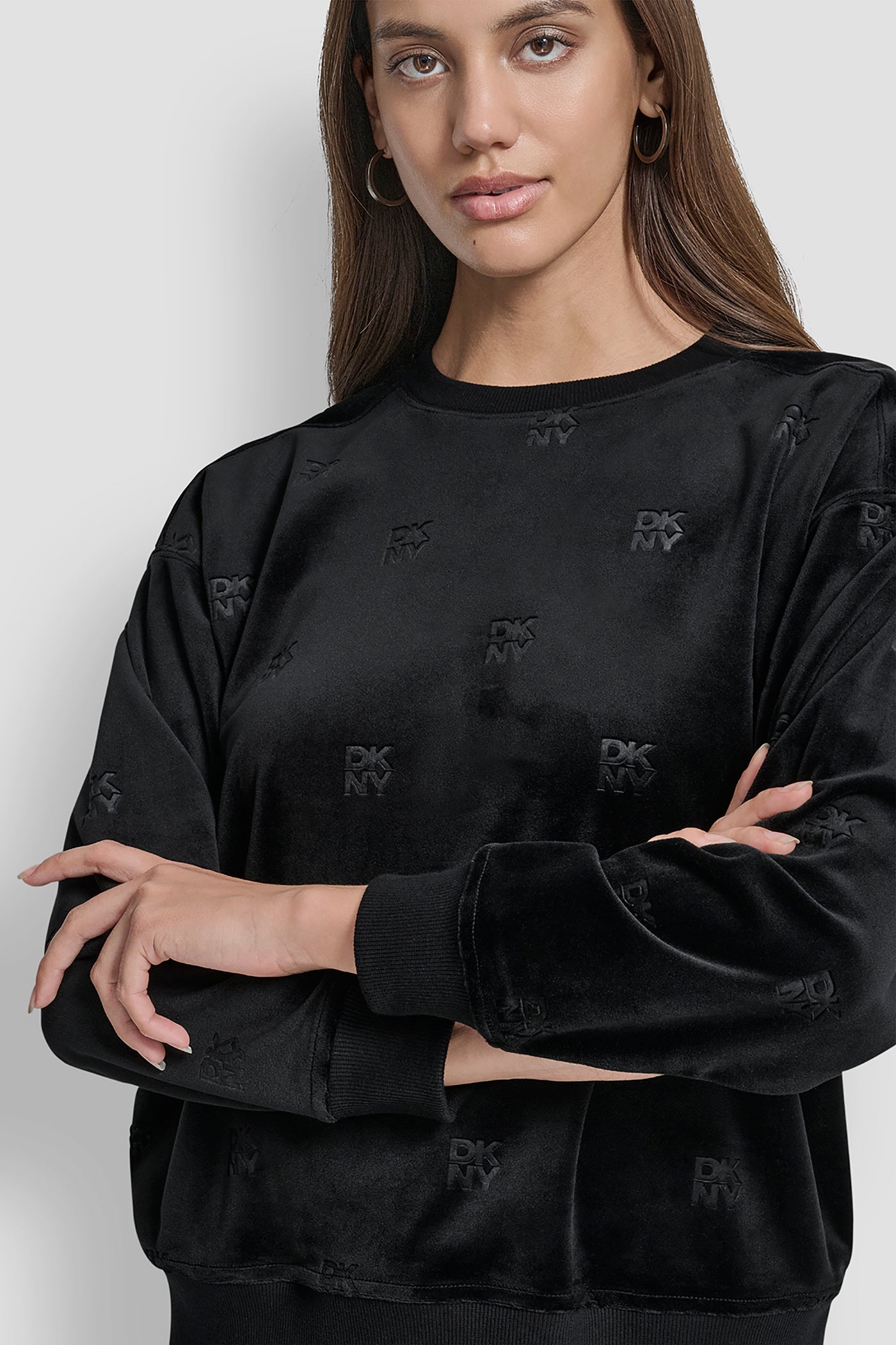 DKNY ALL OVER DEBOSSED LOGO PULLOVER VIEW 4 | DKNY Promo