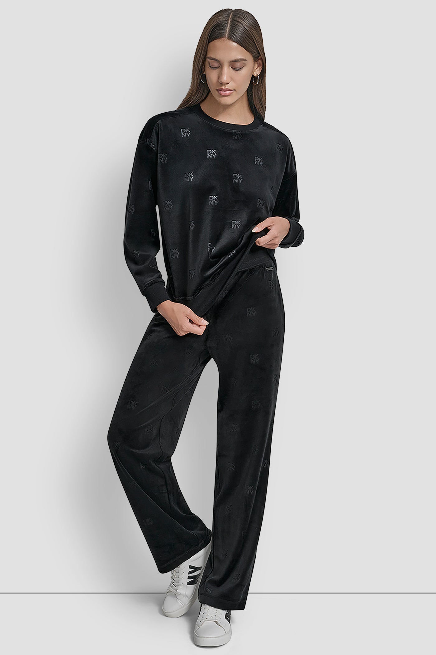 DKNY ALL OVER DEBOSSED LOGO PULLOVER VIEW 6 | DKNY Promo