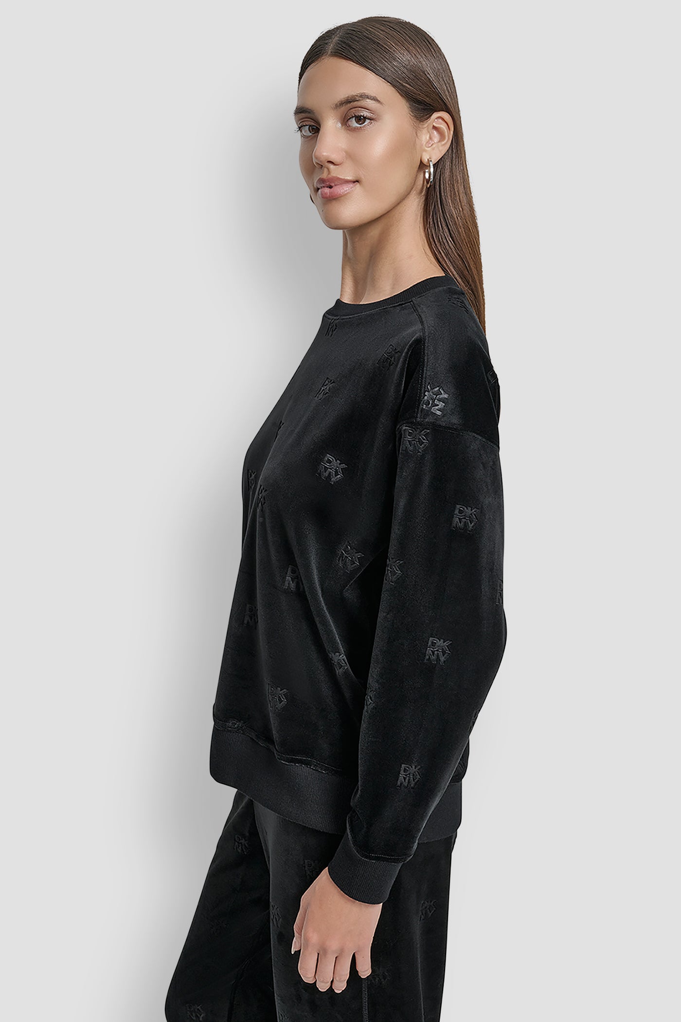 DKNY ALL OVER DEBOSSED LOGO PULLOVER VIEW 3 | DKNY Promo