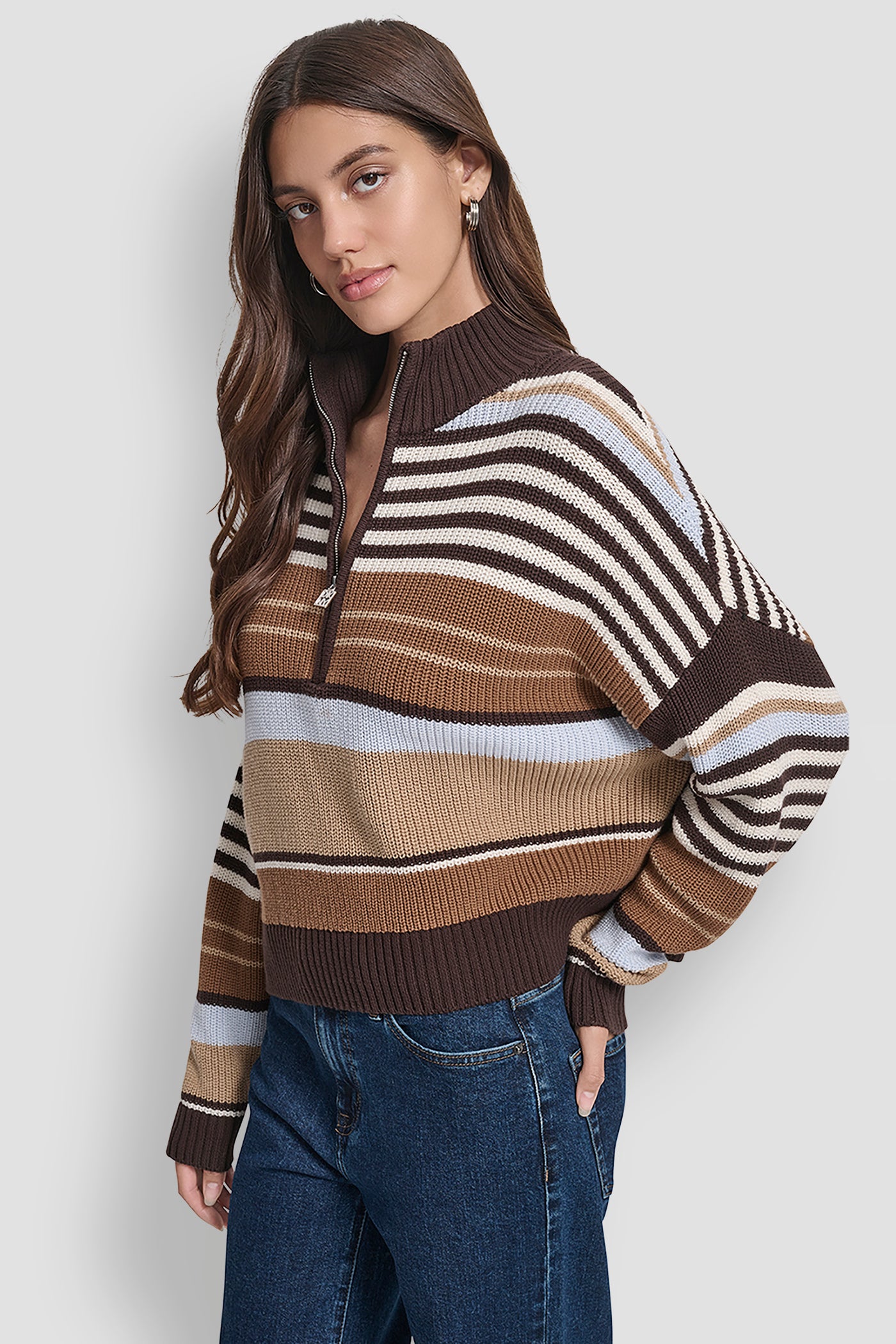 STRIPED 1/4 ZIP SWEATER VIEW 3 | Back-To-School Shop