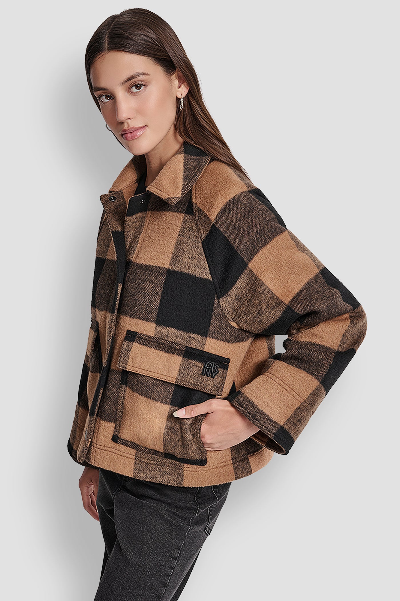 BUFFALO PLAID UTILITY JACKET VIEW 3 | DKNY JEANS