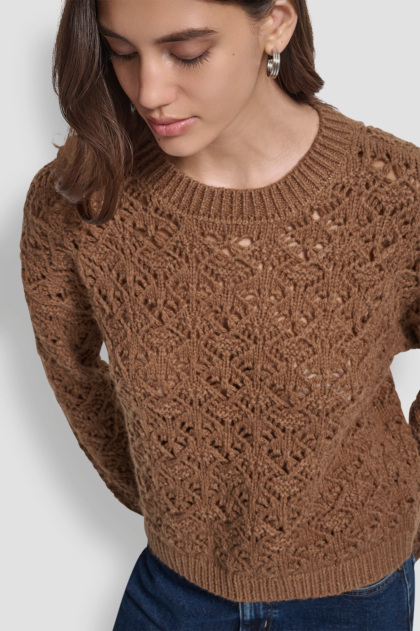 POINTELLE STITCH LONG SLEEVE CREW NECK SWEATER VIEW 4 | New Arrivals