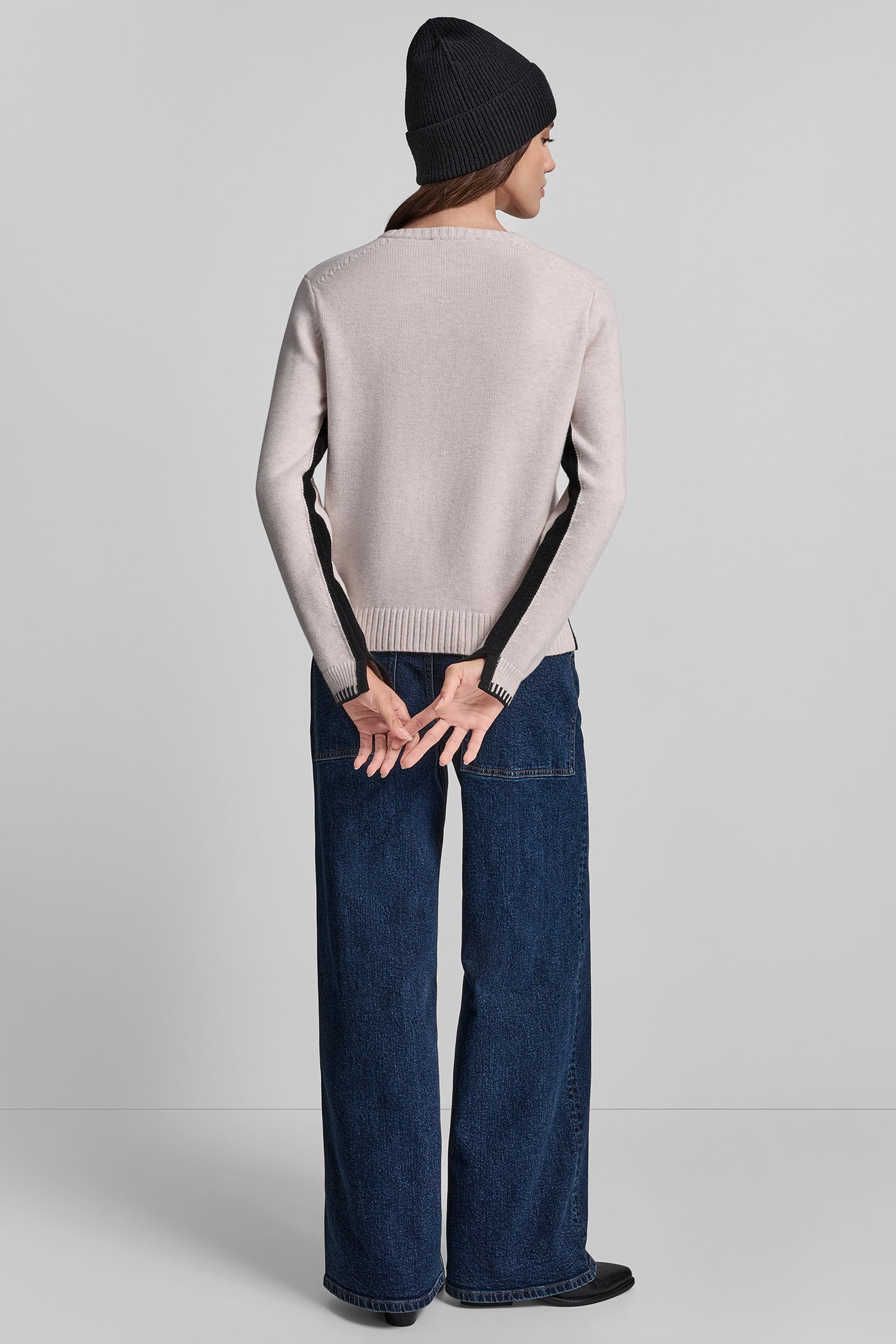 CORTADO HEATHER/BLACK LONG SLEEVE CARDIGAN WITH  WHIPSTITCH TRIM, VIEW 2 | New Arrivals