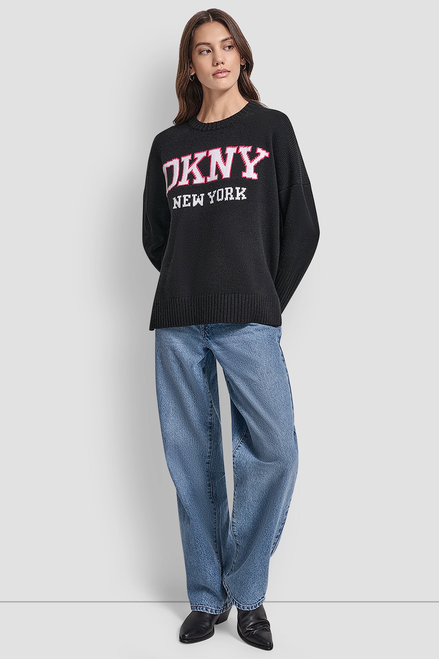 VARSITY LOGO INTARSIA CREW NECK RELAXED SWEATER VIEW 5 | All Products