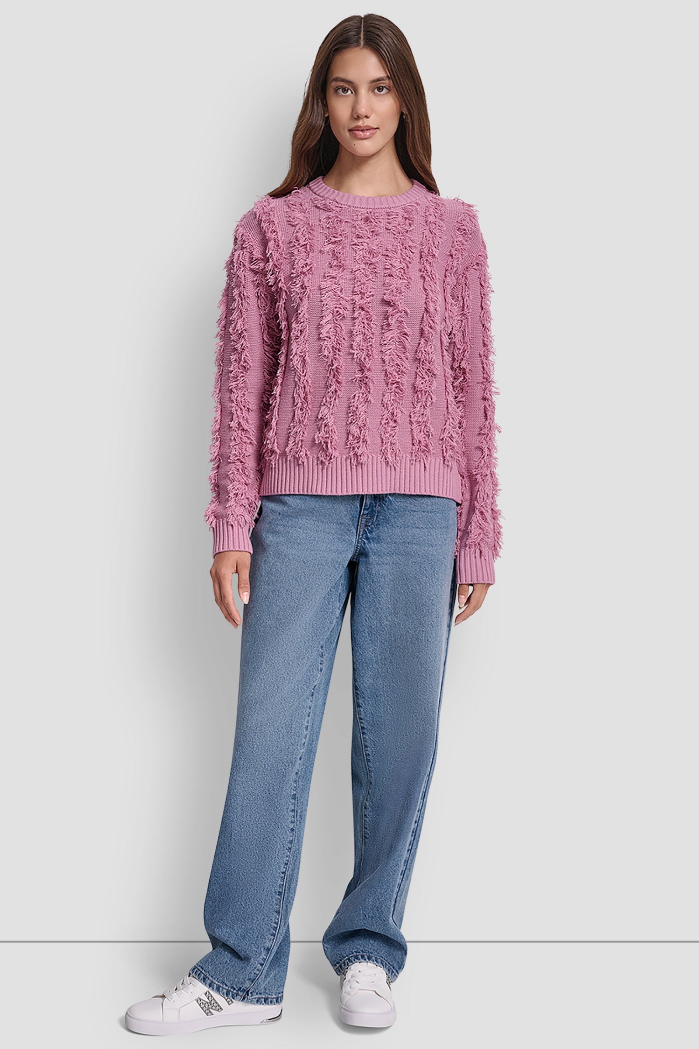 LONG SLEEVE CREW NECK WITH FRINGE STITCHING VIEW 5 | DKNY JEANS