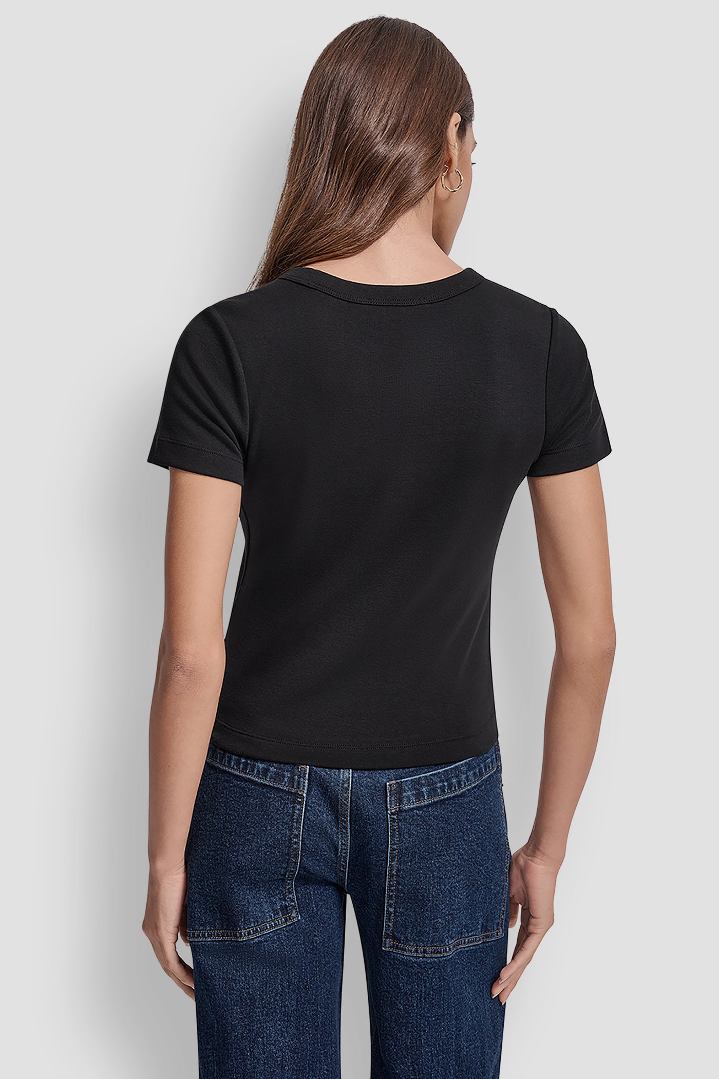 Black CREW NECK SHORT SLEEVE TEE, BACK VIEW | New Arrivals