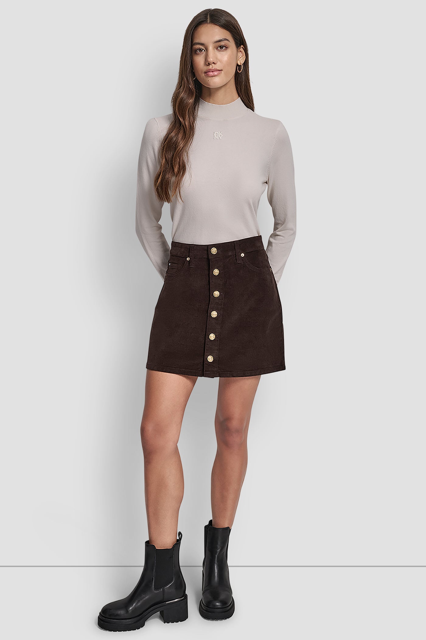 CORD HIGH RISE BUTTON FRONT MINI SKIRT VIEW 6 | New Arrivals