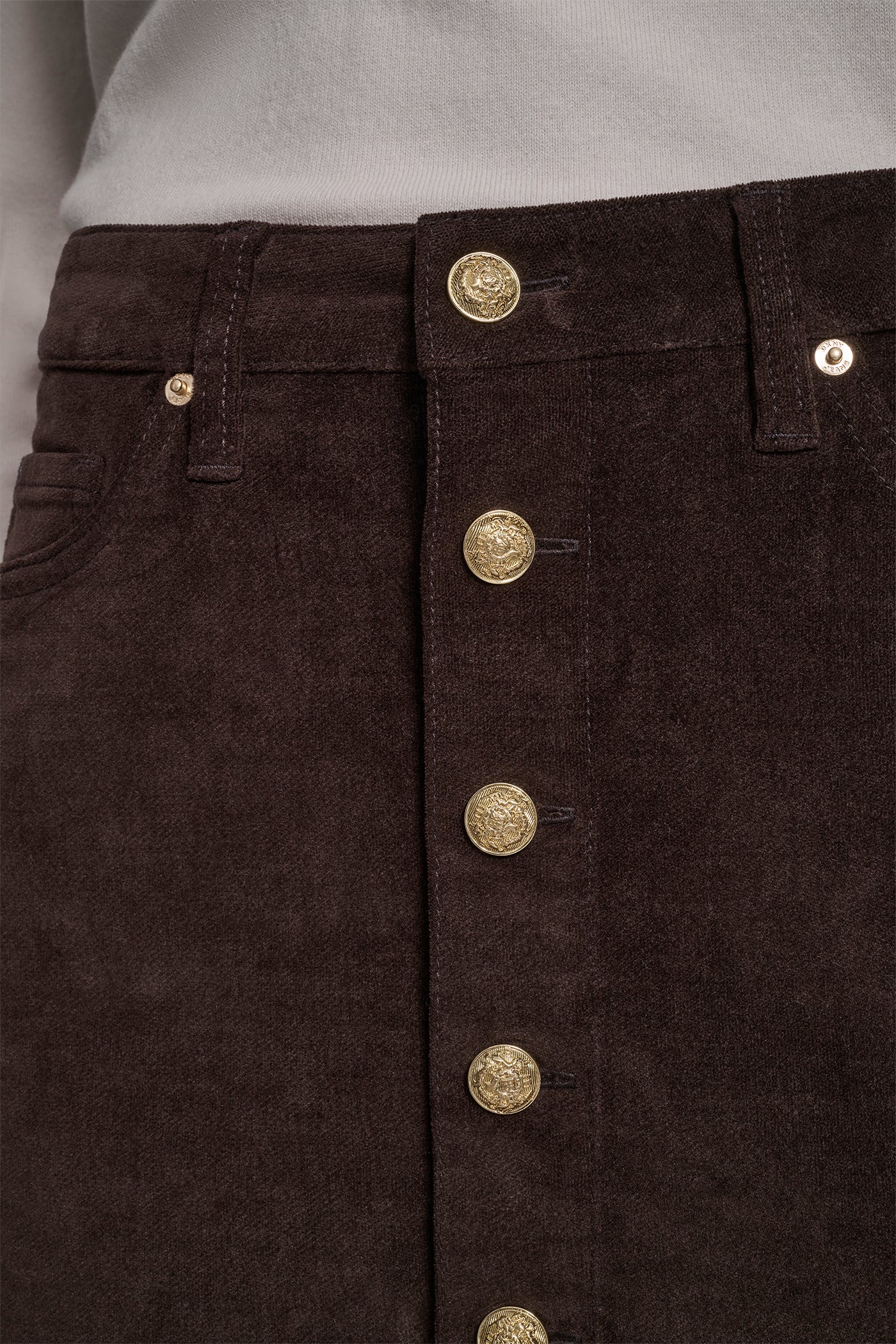 CORD HIGH RISE BUTTON FRONT MINI SKIRT VIEW 4 | New Arrivals