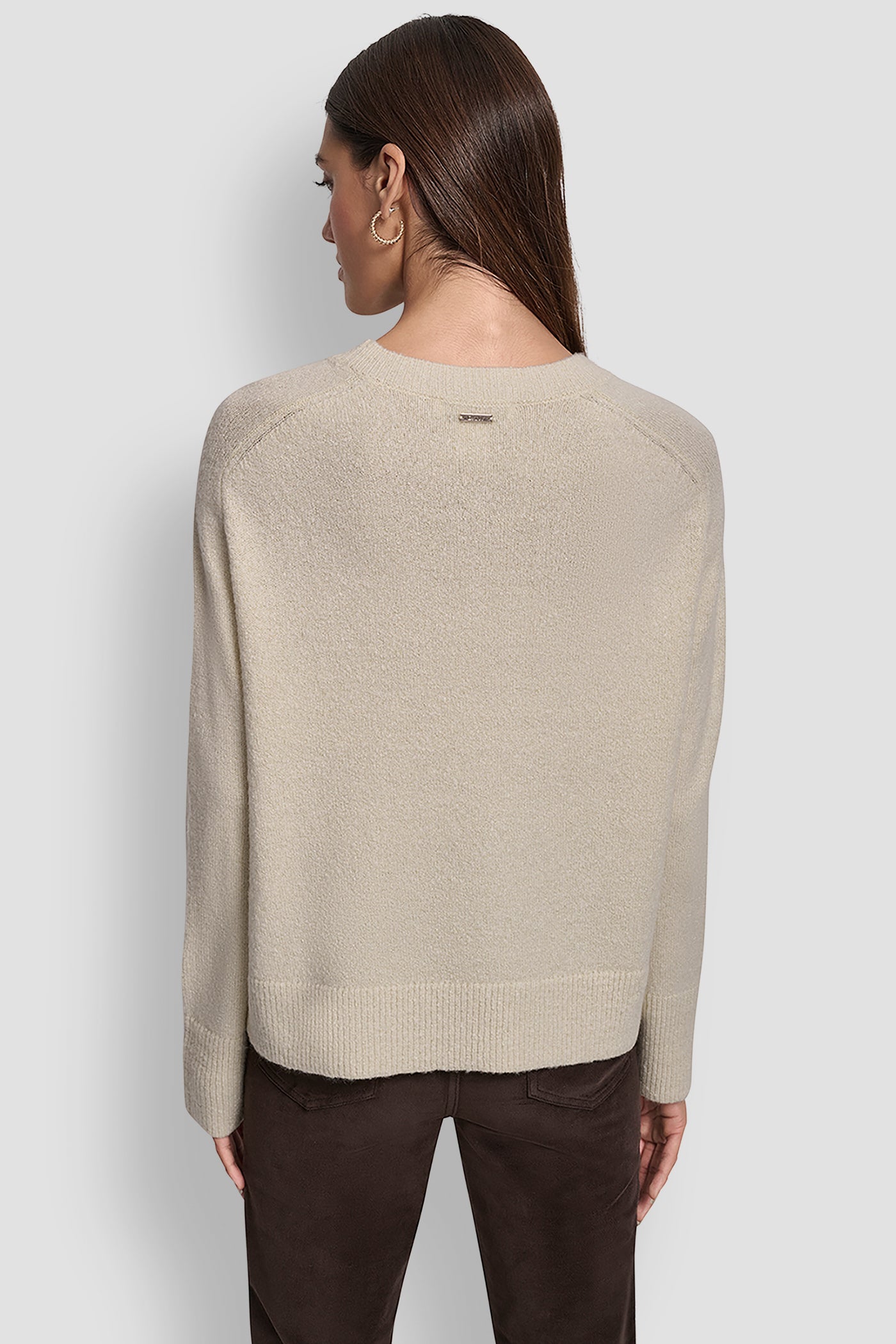 EGGNOG/LIGHT GOLD LUREX RAGLAN SLEEVE SWEATER, BACK VIEW | WOMEN'S SWEATERS & TOPS