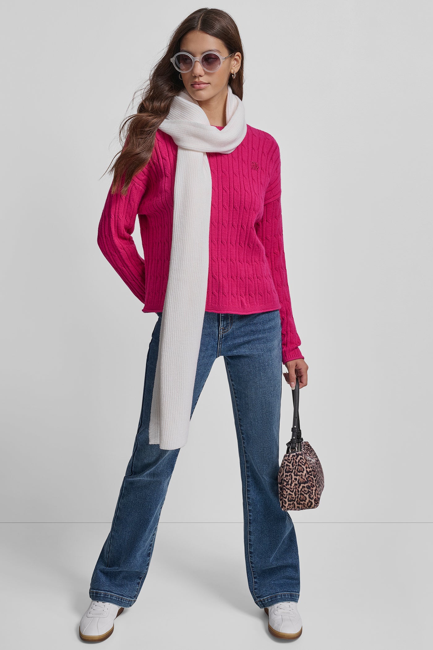 CABLE LONG SLEEVE CREW NECK WITH BABY ROLL AT HEM VIEW 6 | New Arrivals
