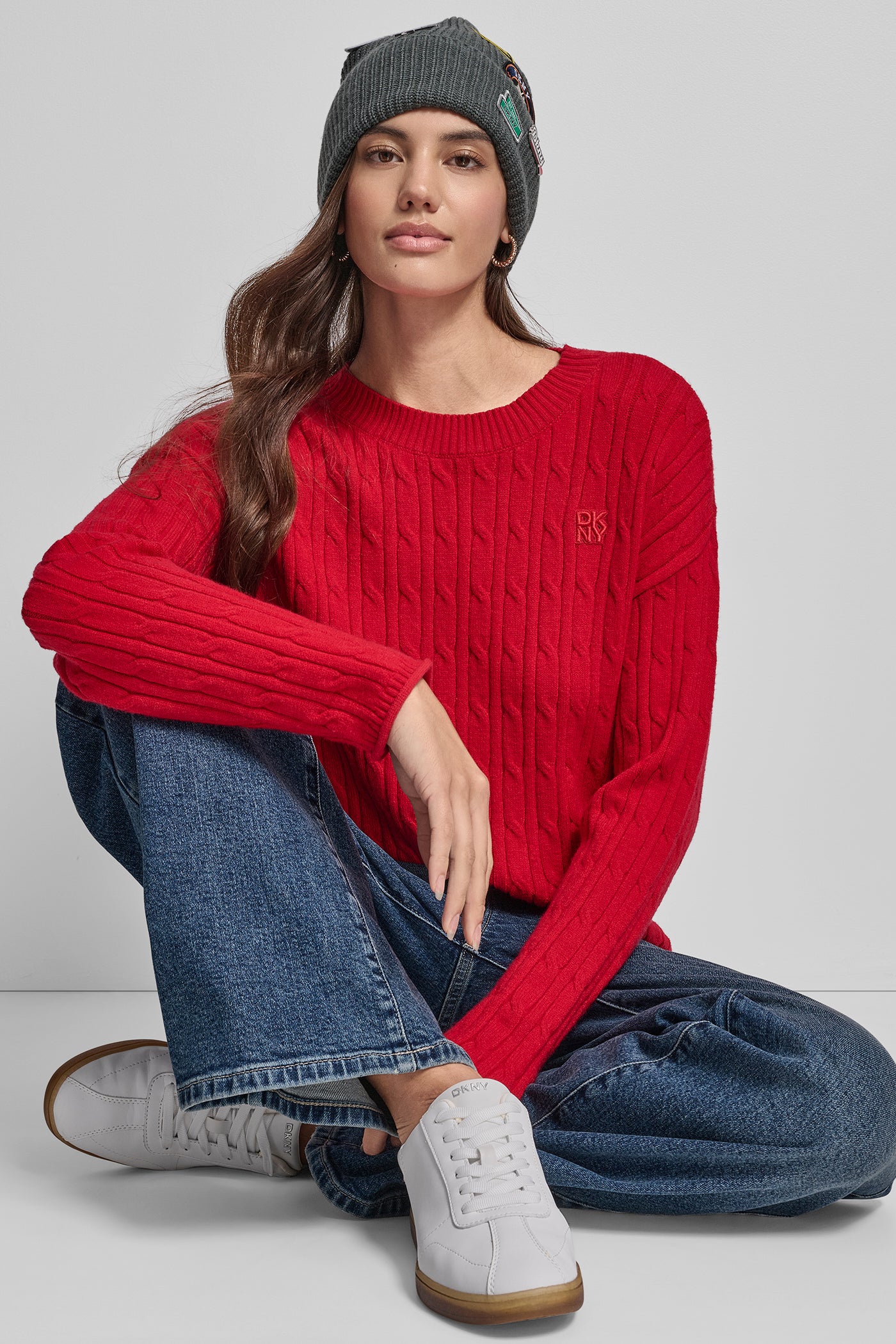 CABLE LONG SLEEVE CREW NECK WITH BABY ROLL AT HEM VIEW 6 | New Arrivals