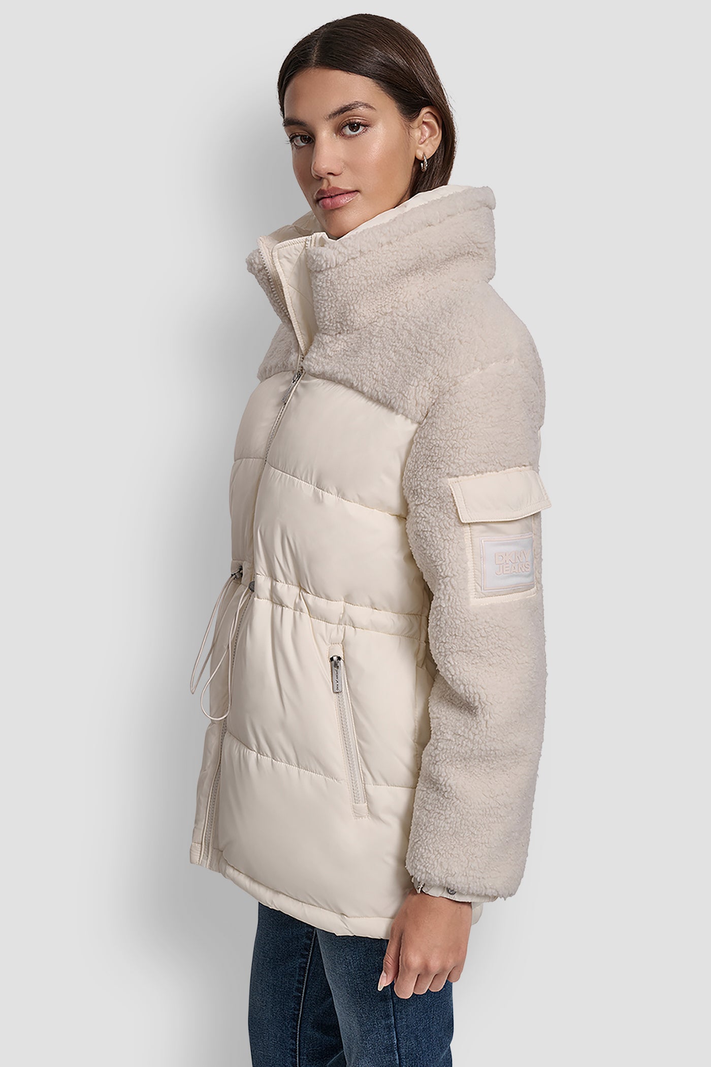 SHERPA PANELED PUFFER COAT VIEW 3 | Back-To-School Shop
