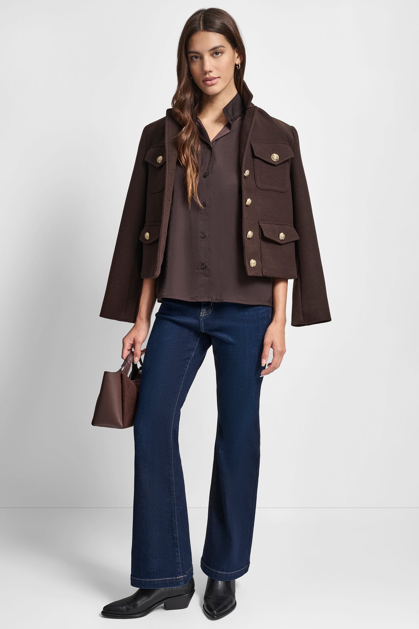 PUFF SLEEVE SHIRT WITH STAND COLLAR VIEW 6 | Clothing
