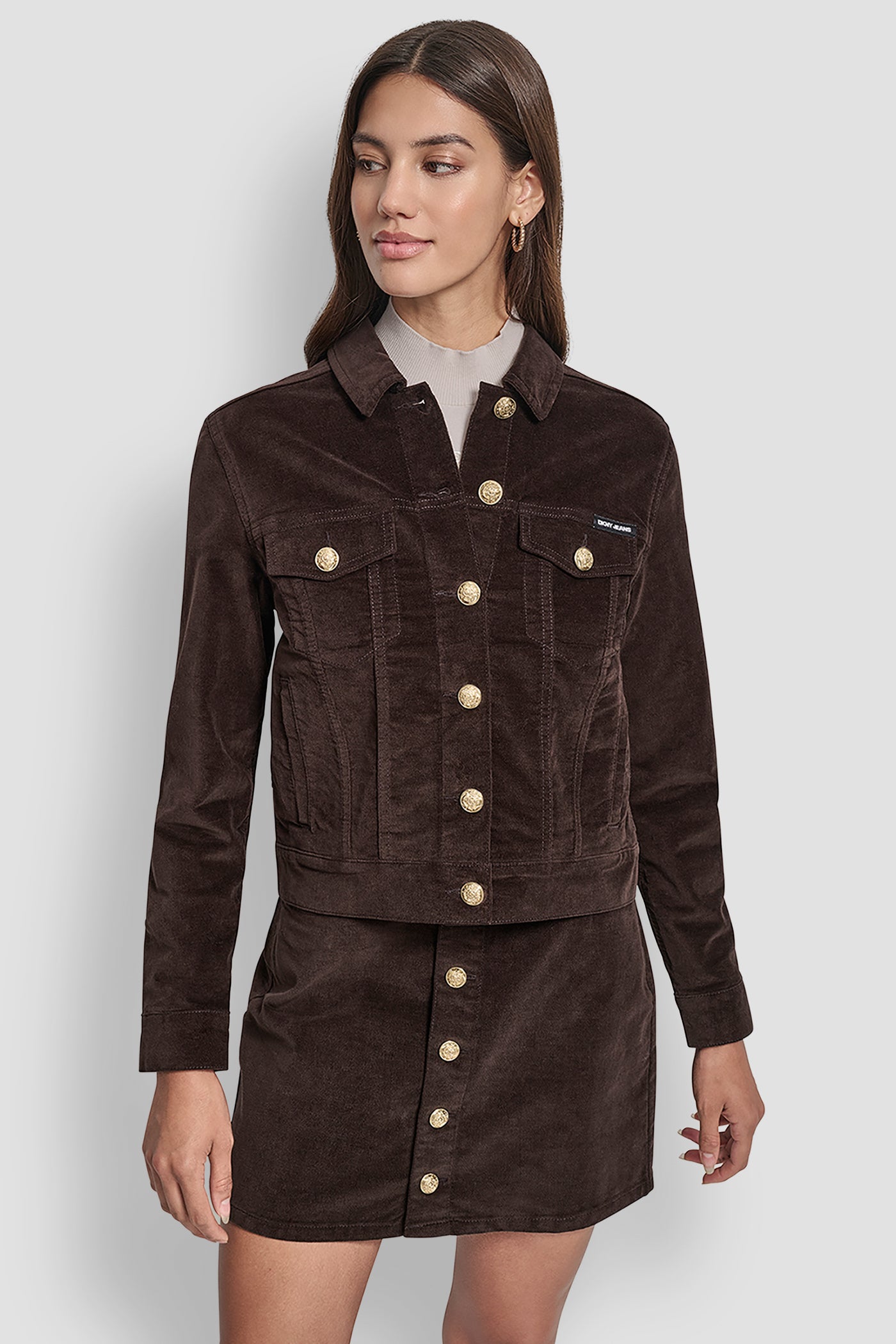 Brown CORD TRUCKER JACKET, VIEW 1 | Jackets & Blazers