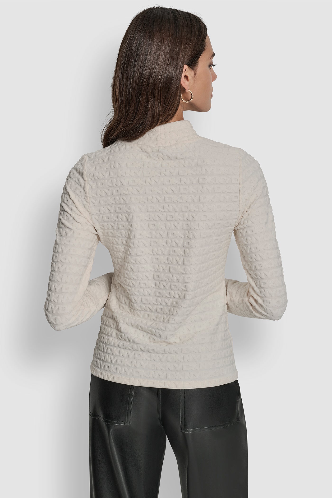 EGGNOG LOGO JACQUARD  LONG SLEEVE MOCK NECK TEE, BACK VIEW | New Arrivals