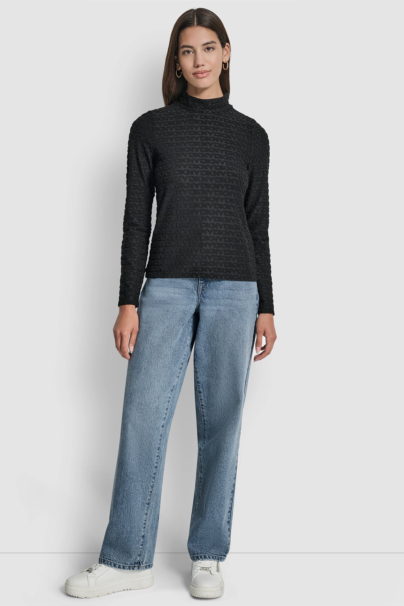 LOGO JACQUARD  LONG SLEEVE MOCK NECK TEE VIEW 5 | New Arrivals