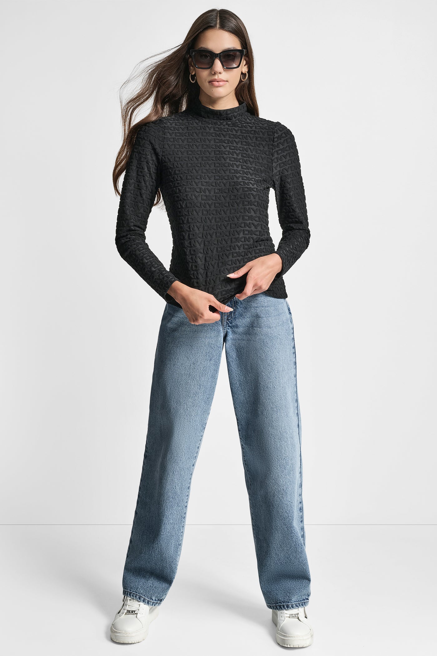 LOGO JACQUARD  LONG SLEEVE MOCK NECK TEE VIEW 6 | New Arrivals
