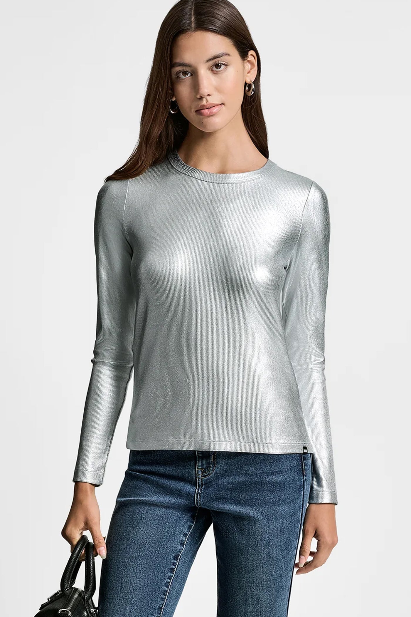 FOIL RIB LONG SLEEVE TOP VIEW 1