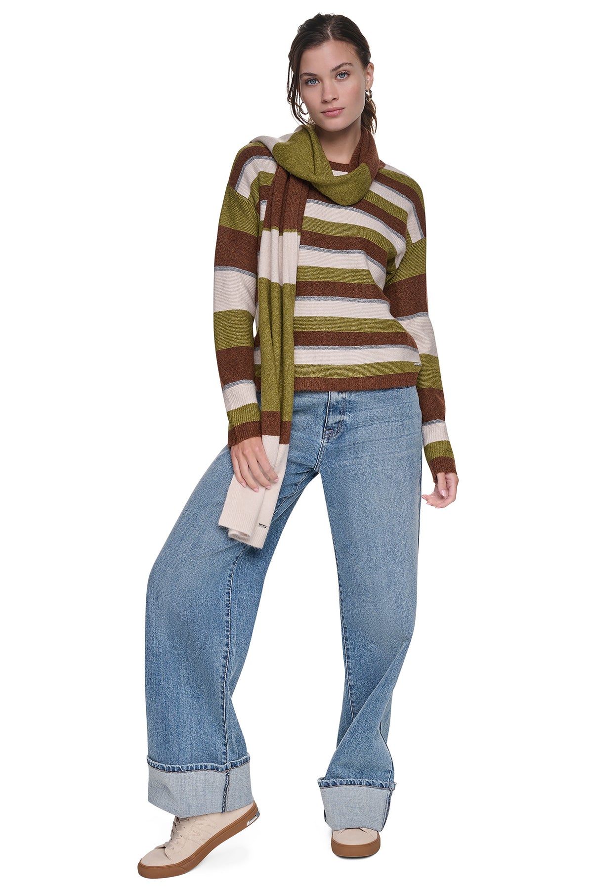 STRIPED SWEATER WITH SCARF VIEW 2