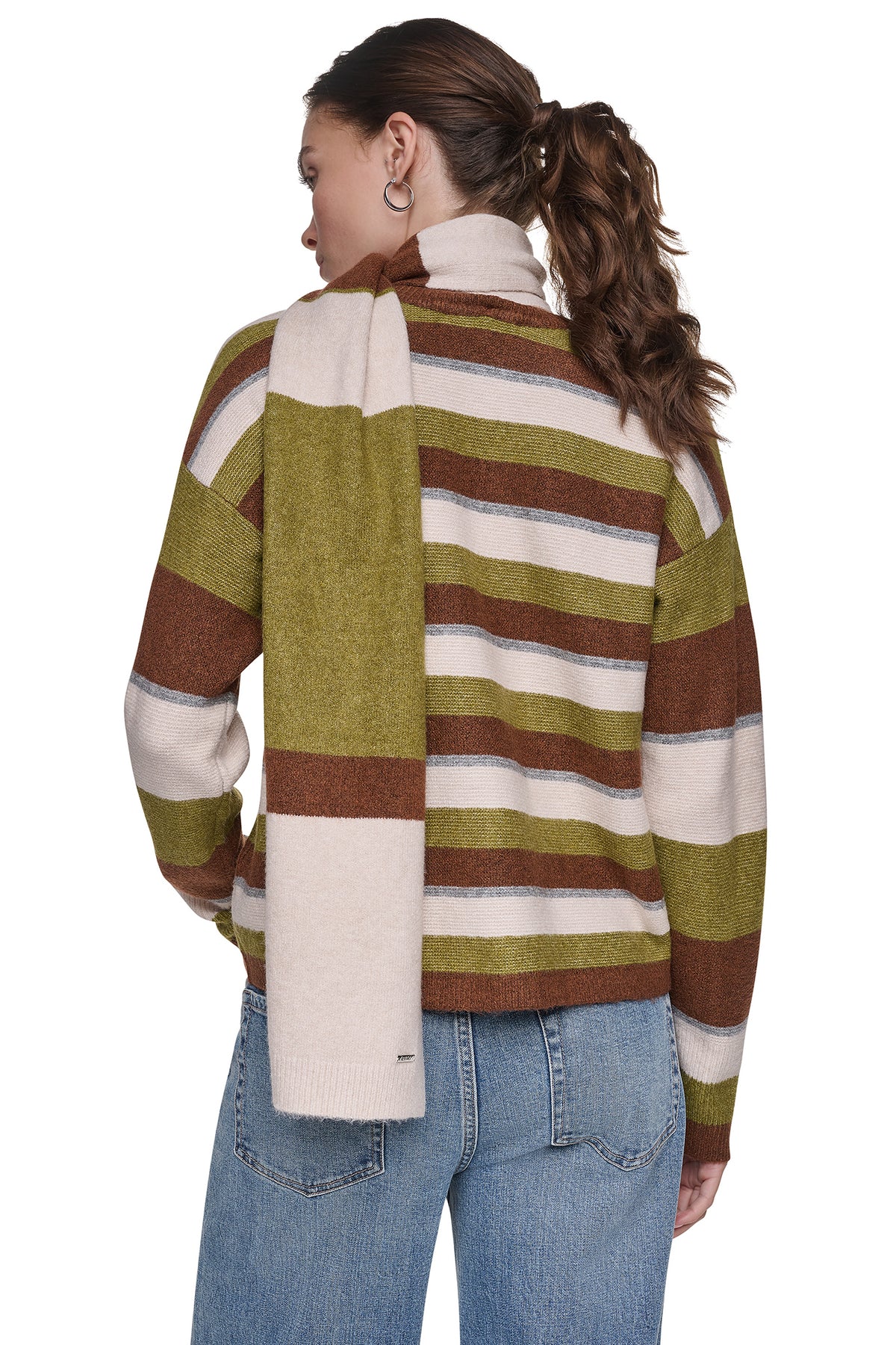 STRIPED SWEATER WITH SCARF VIEW 2