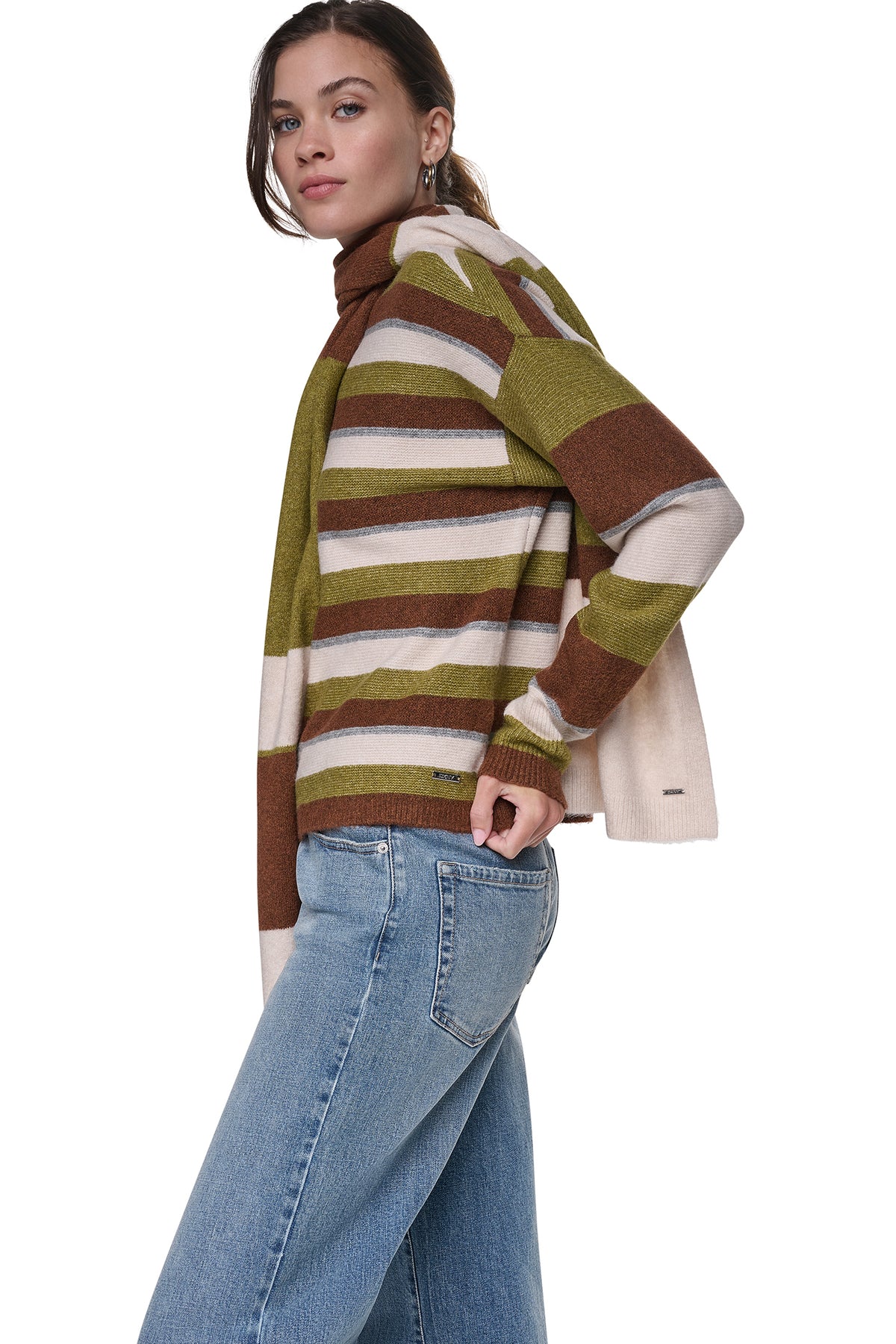STRIPED SWEATER WITH SCARF VIEW 2