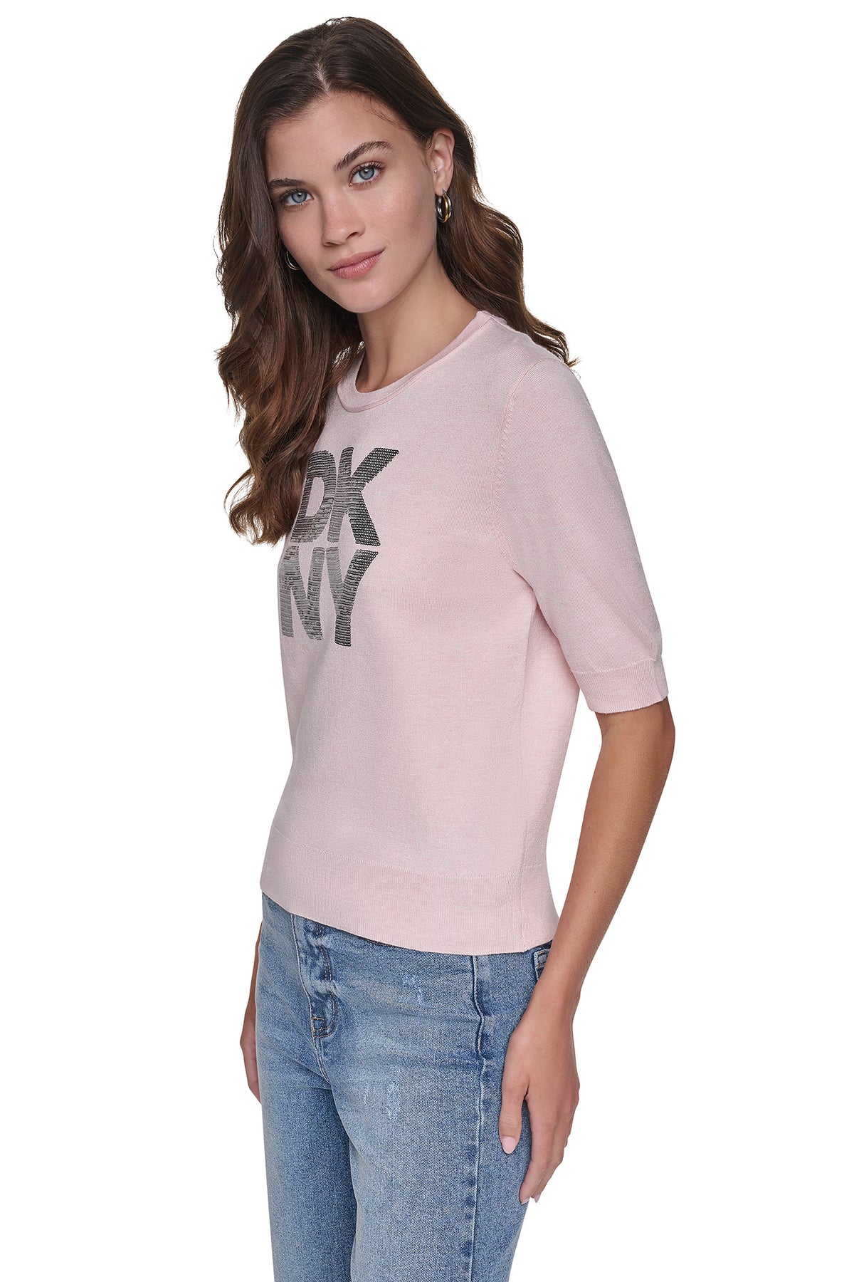 ELBOW SLEEVE SEQUIN LOGO SWEATER VIEW 2