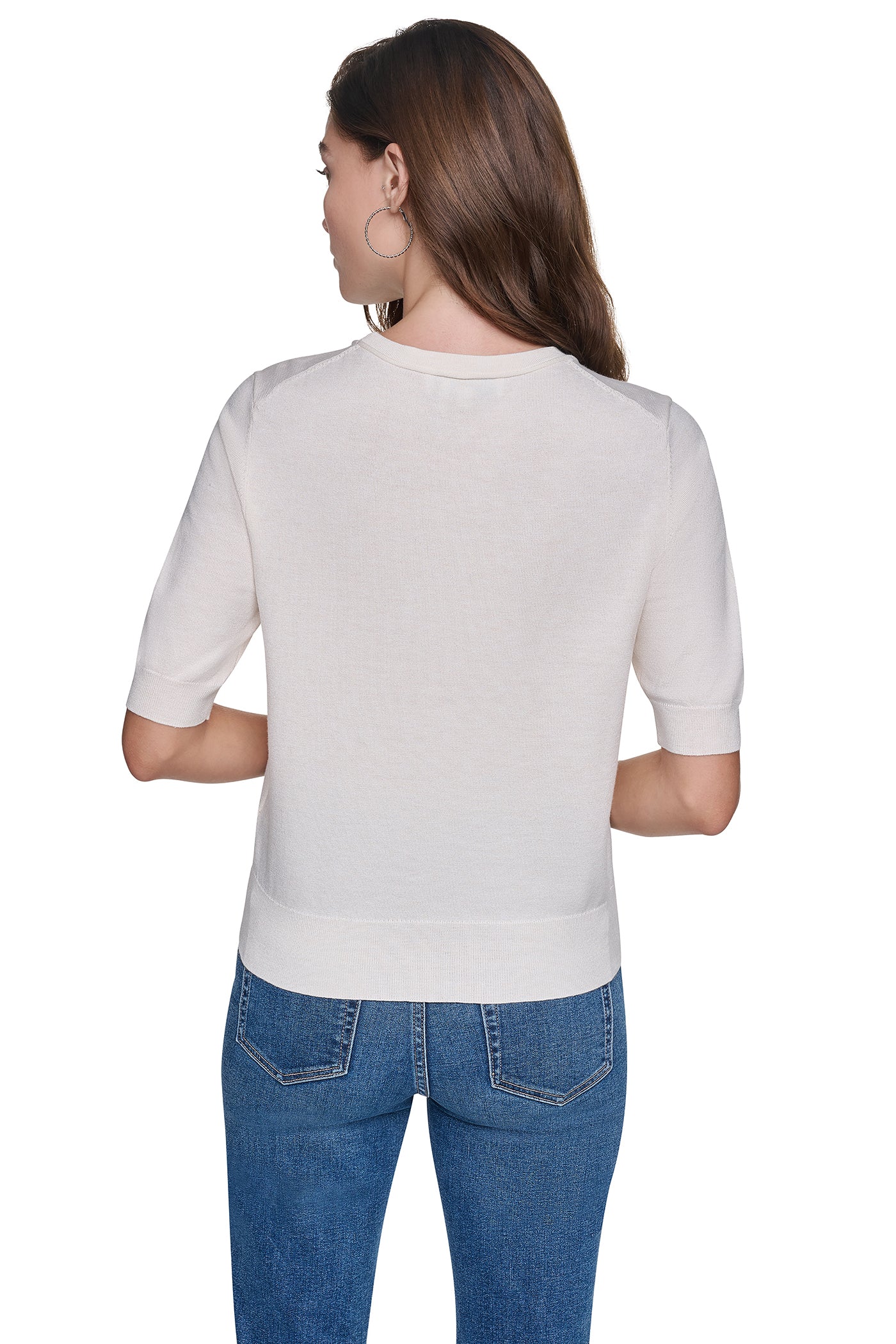 ELBOW SLEEVE SEQUIN LOGO SWEATER VIEW 2