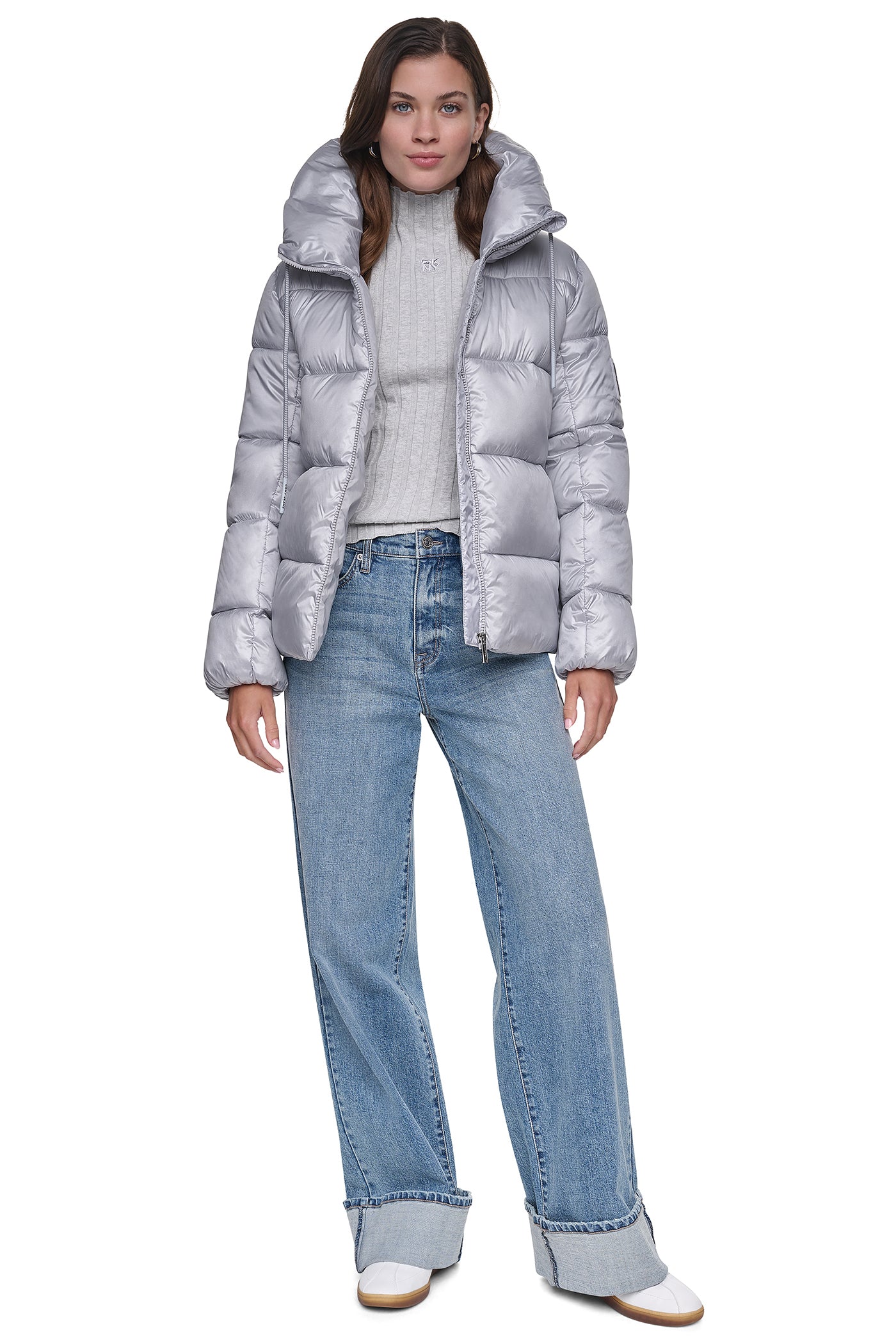 QUILTED PUFFER WITH DRAMA COLLAR VIEW 9