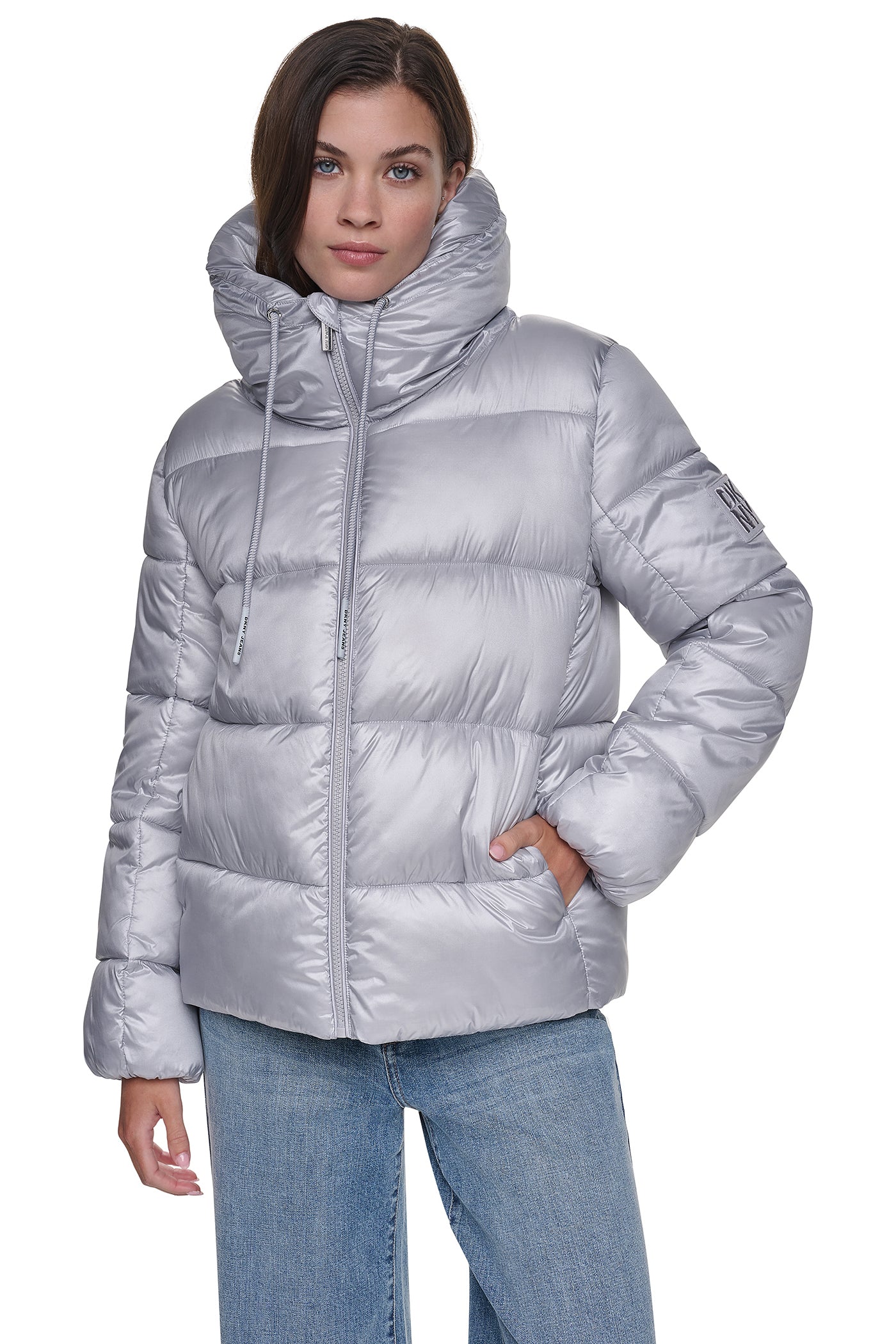 QUILTED PUFFER WITH DRAMA COLLAR VIEW 5