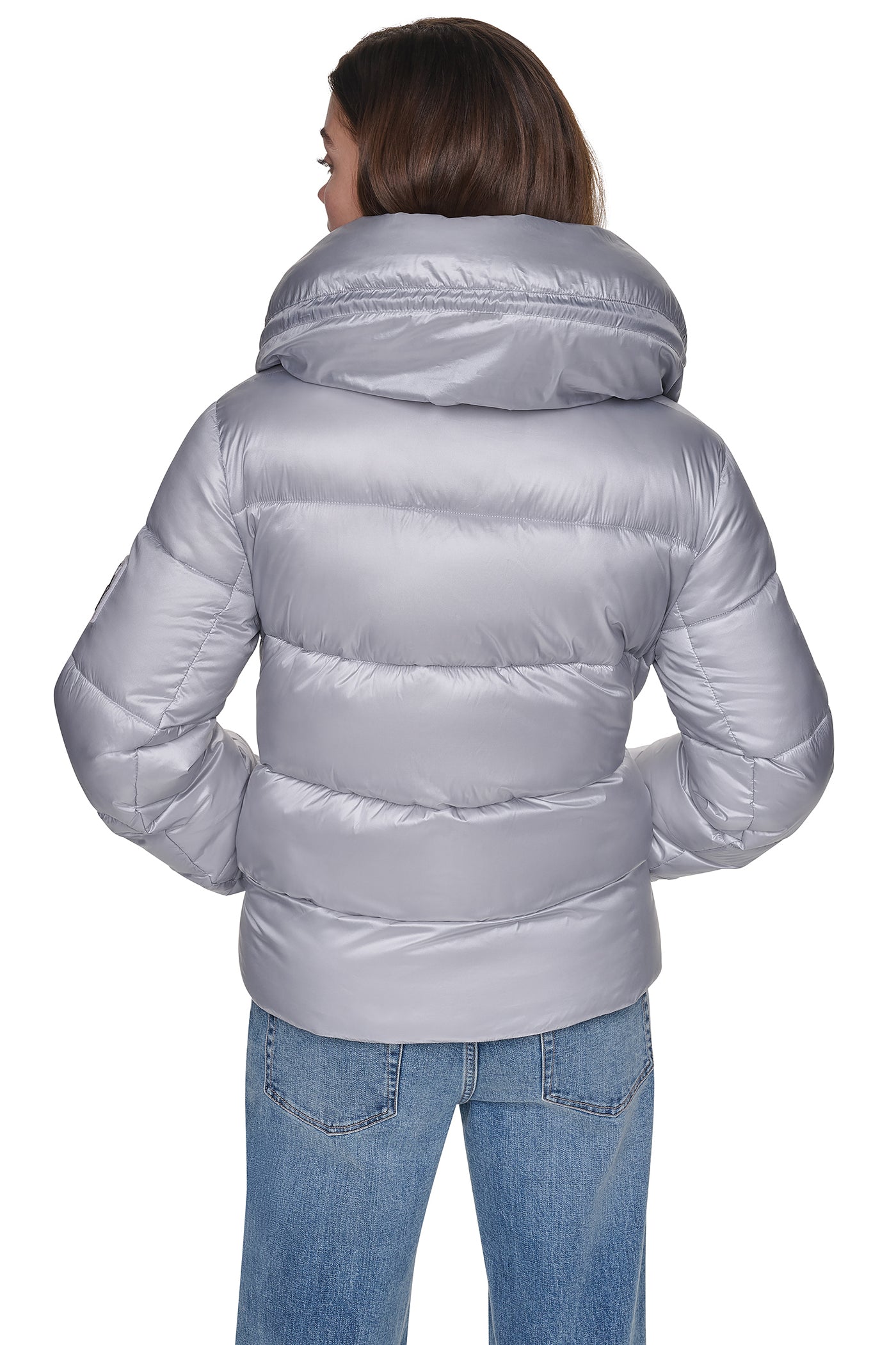 QUILTED PUFFER WITH DRAMA COLLAR VIEW 3