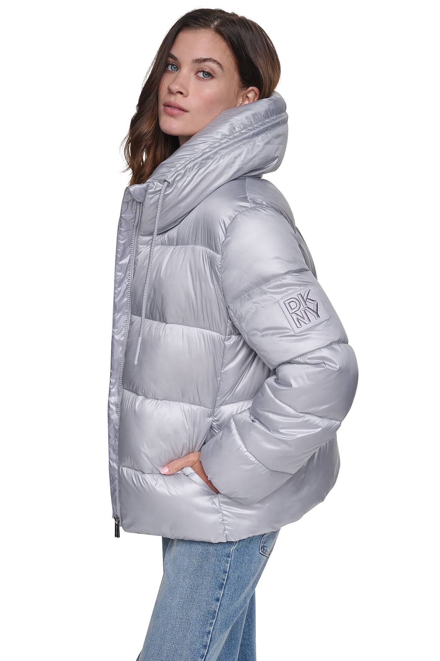 QUILTED PUFFER WITH DRAMA COLLAR VIEW 4