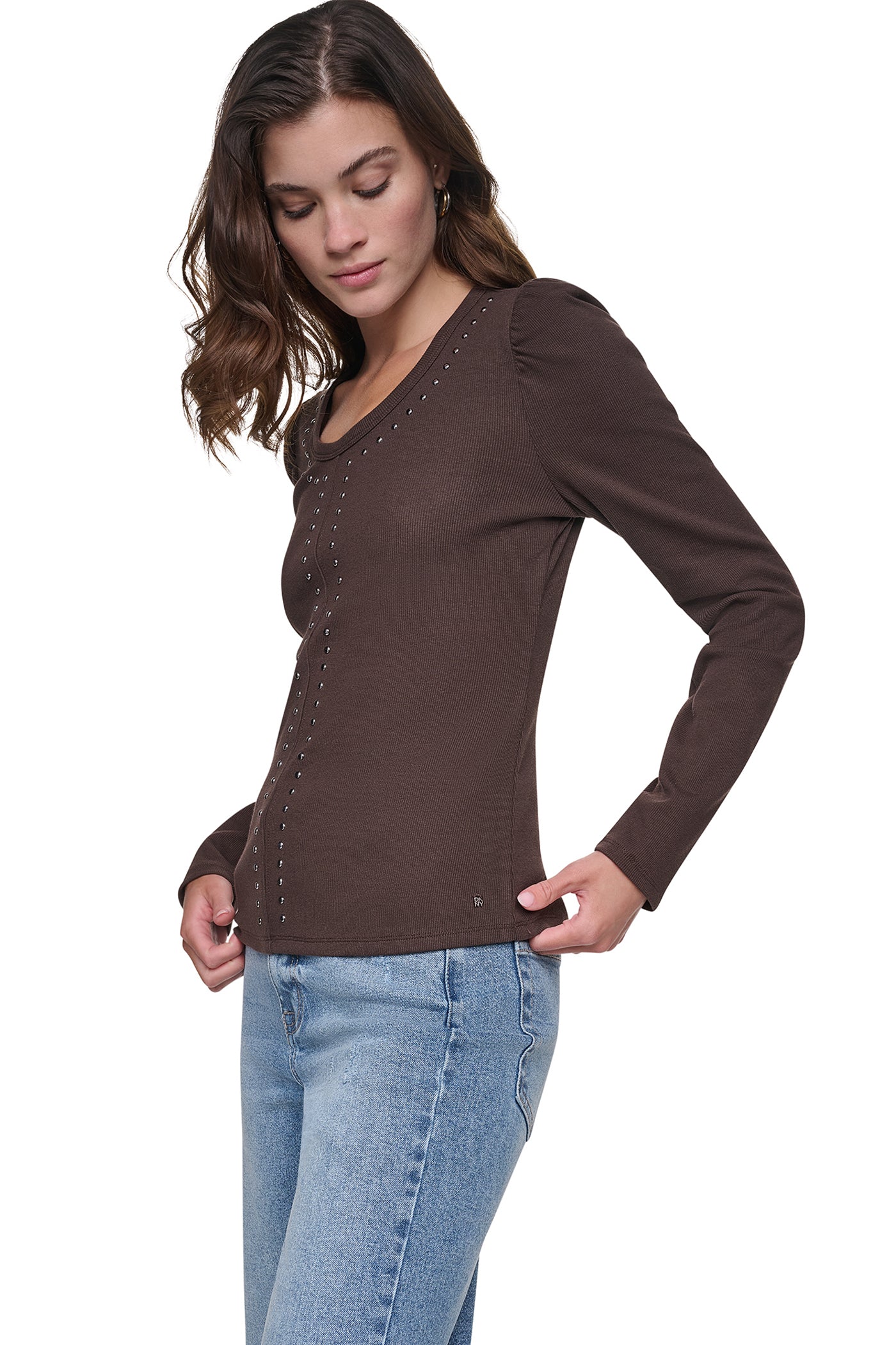 PUFF SLEEVE RHINESTONE TOP VIEW 4 | New clothing
