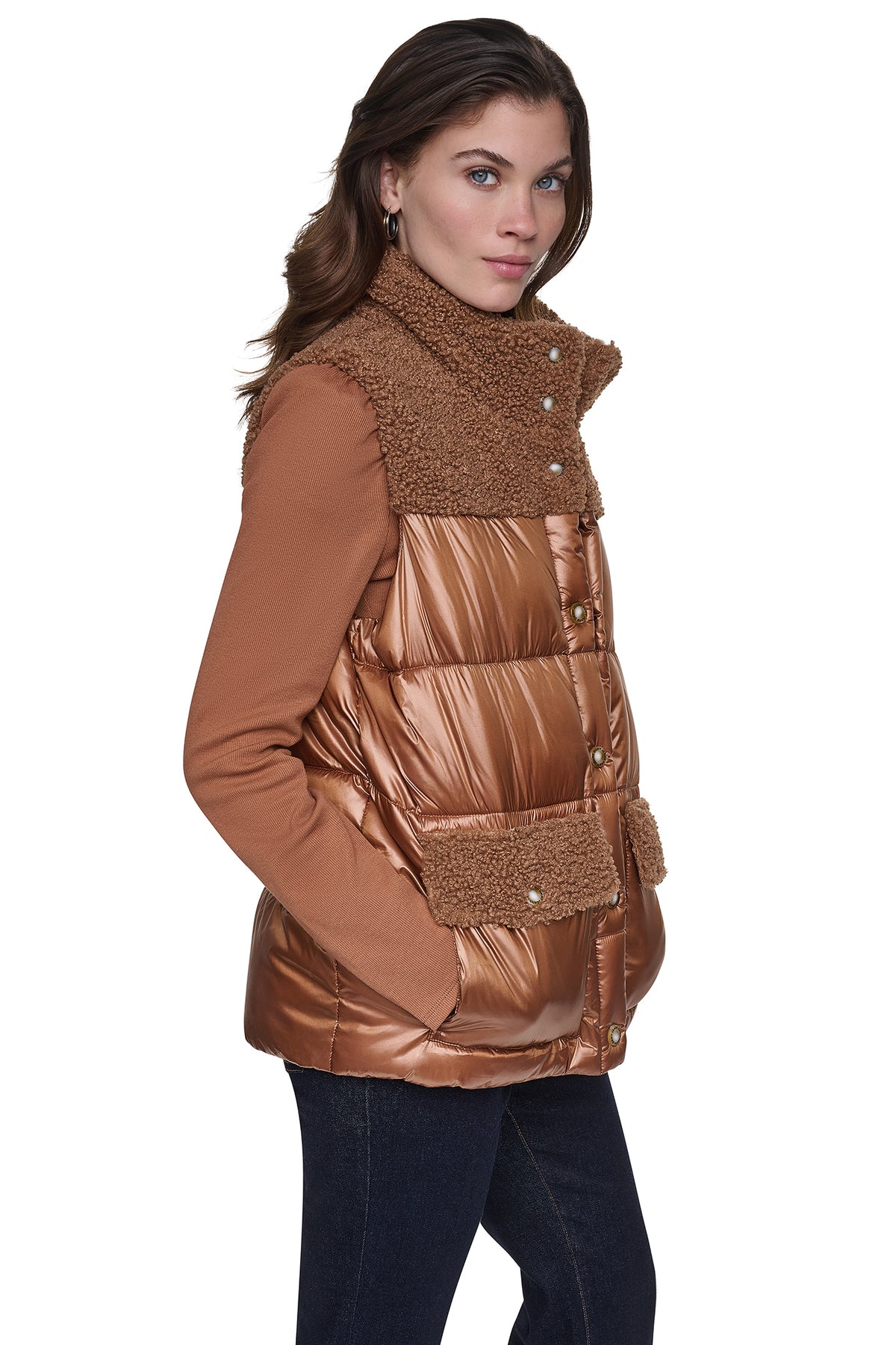 SHERPA MIX MOCK NECK VEST VIEW 2