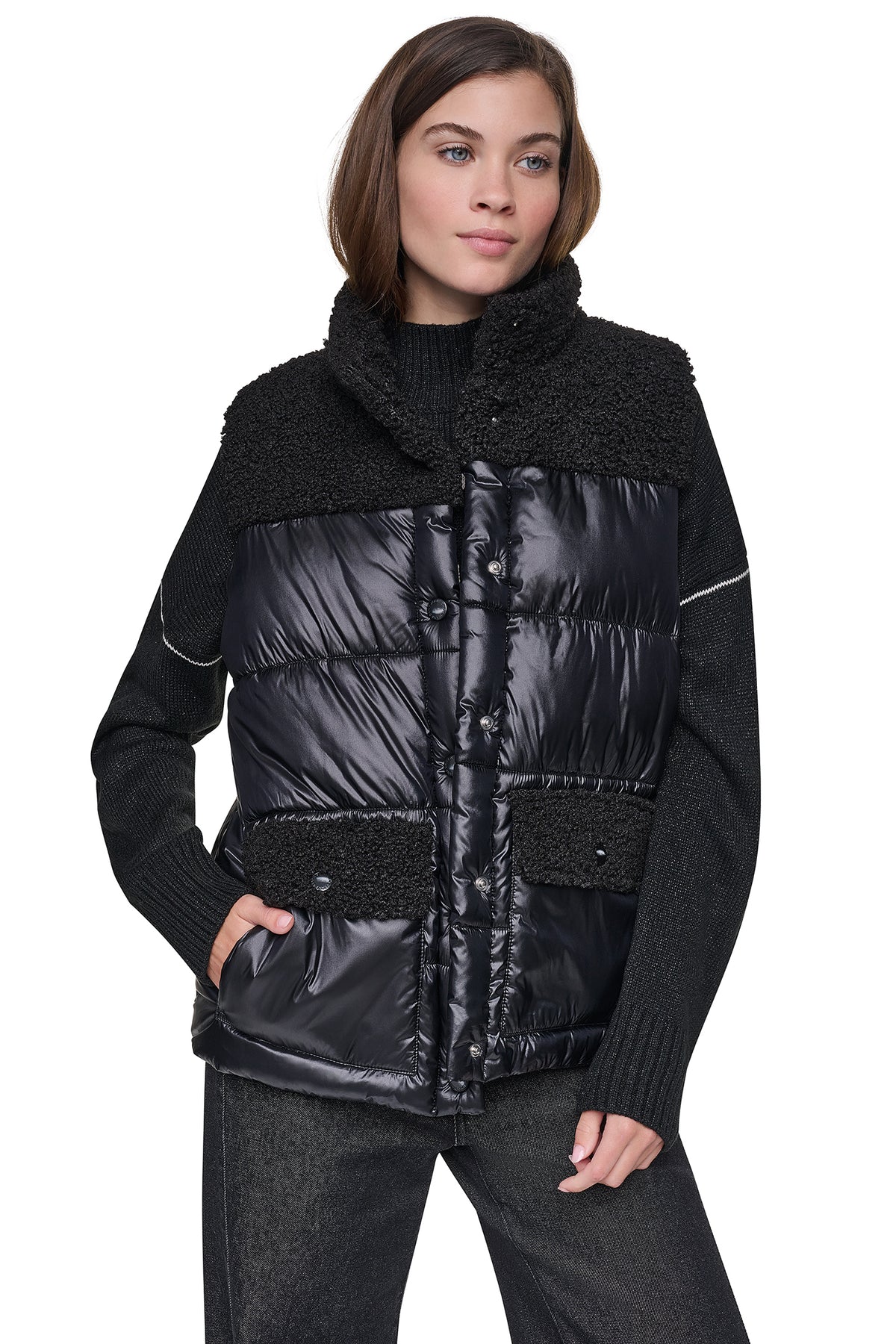 SHERPA MIX MOCK NECK VEST VIEW 2