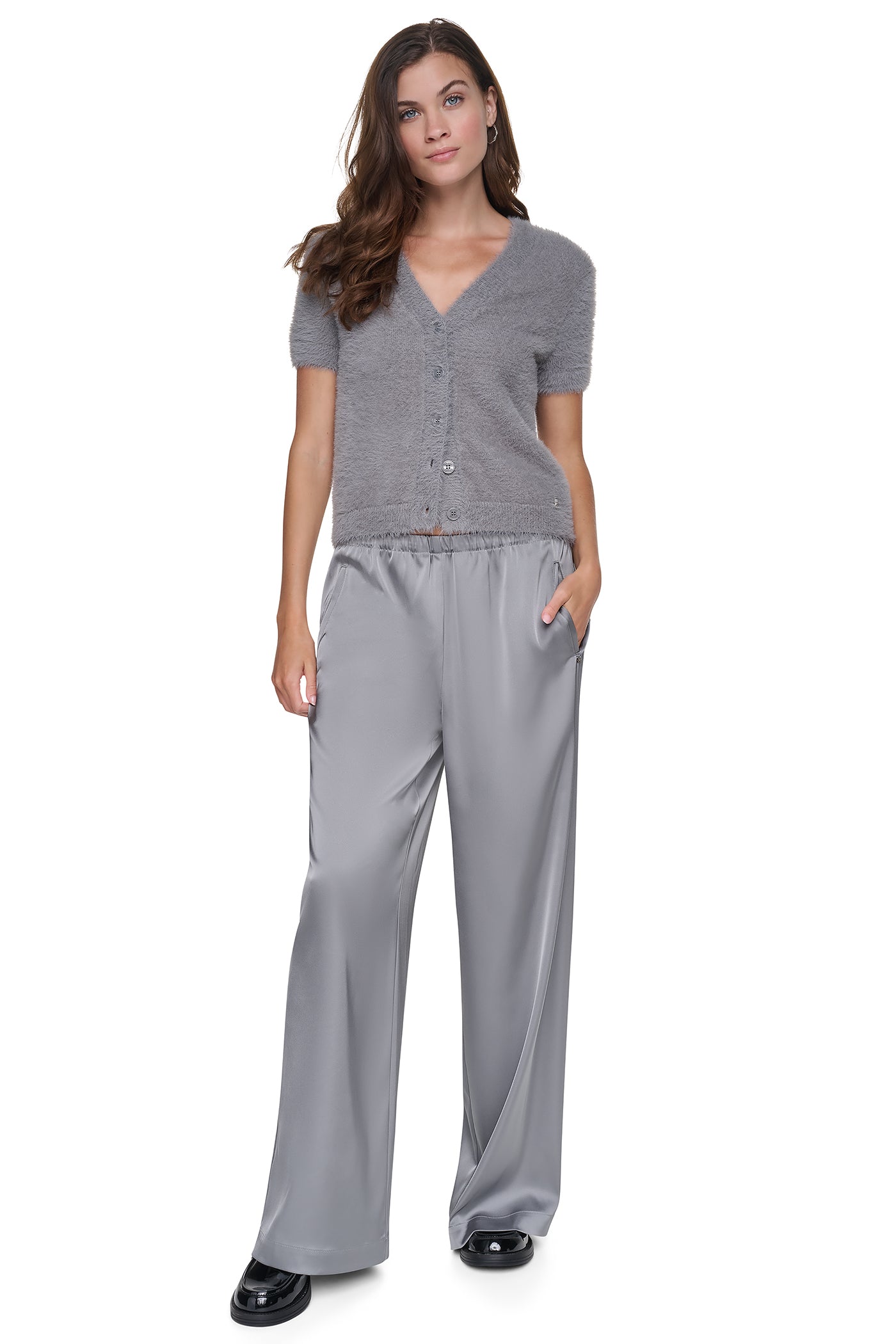 HIGH-RISE SATIN PULL-ON PANT VIEW 2
