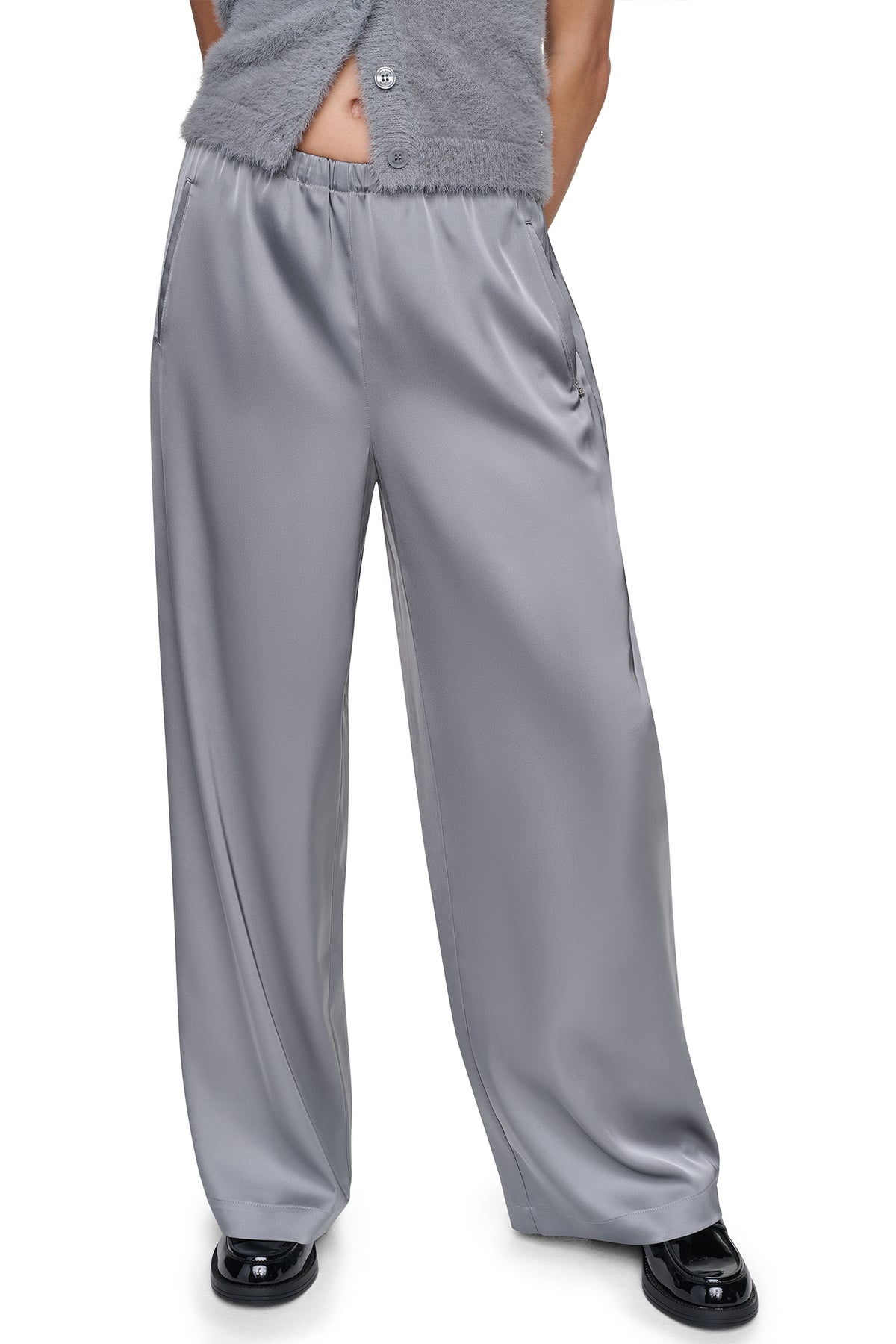 HIGH-RISE SATIN PULL-ON PANT VIEW 2