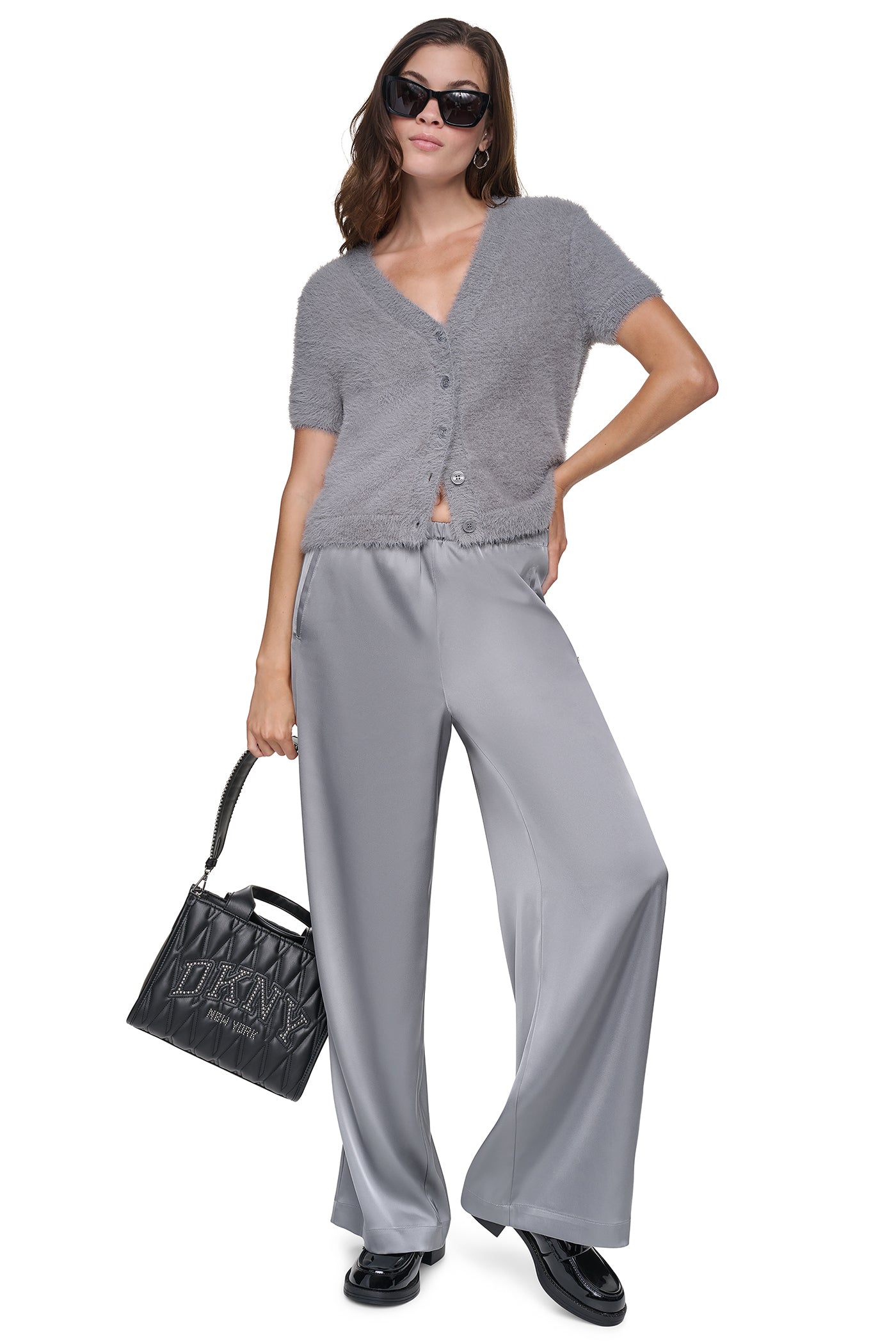 HIGH-RISE SATIN PULL-ON PANT VIEW 1