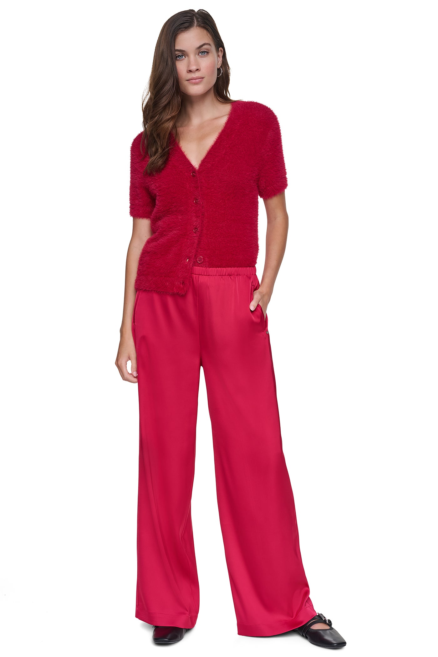 HIGH-RISE SATIN PULL-ON PANT VIEW 2