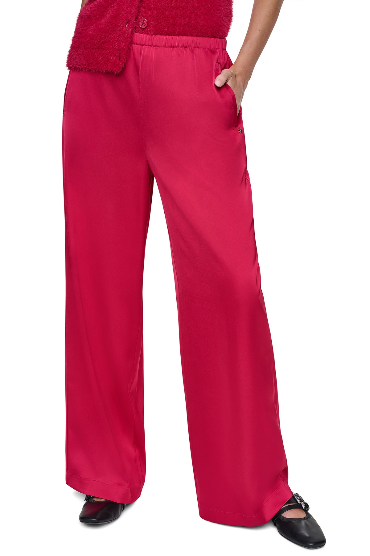HIGH-RISE SATIN PULL-ON PANT VIEW 2