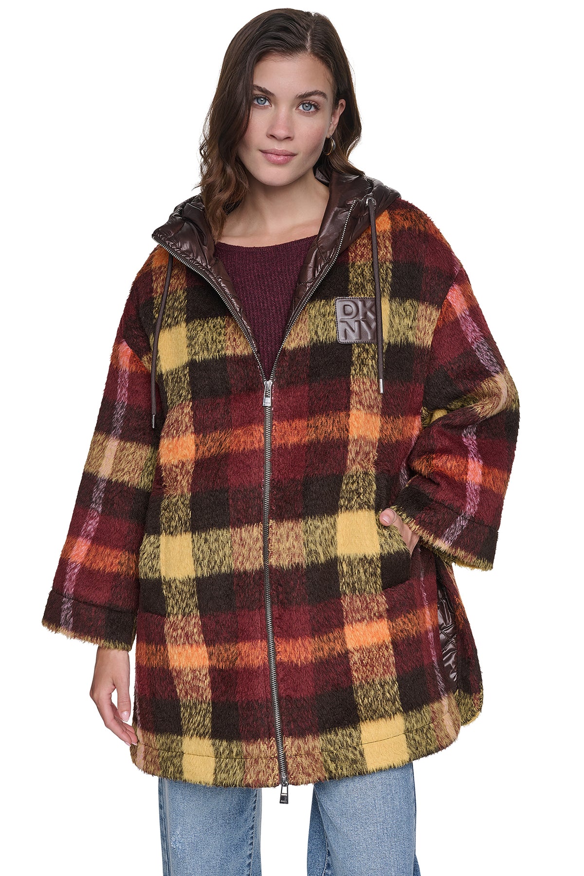 PLAID HOODED CAPE COAT VIEW 2