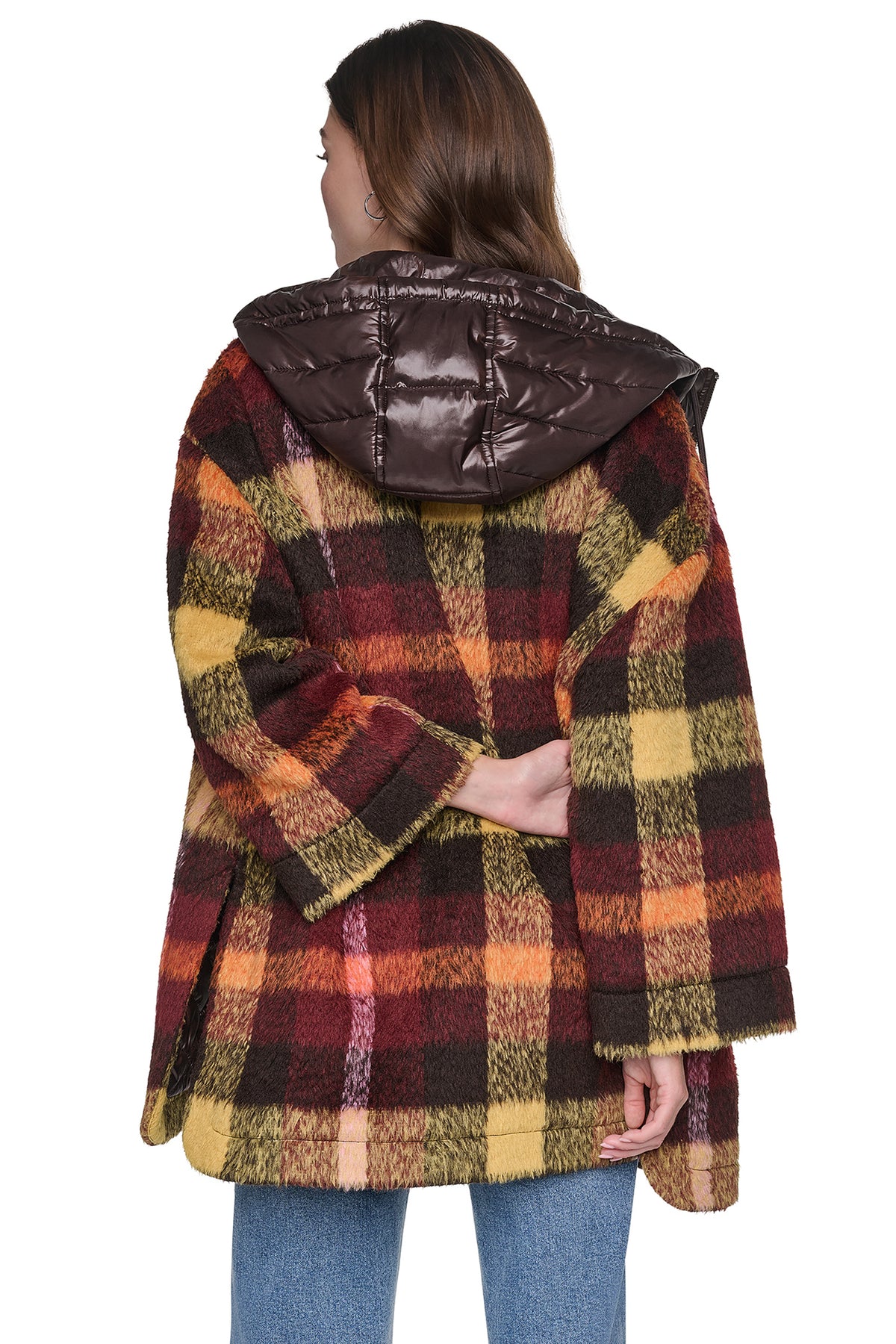 PLAID HOODED CAPE COAT VIEW 2