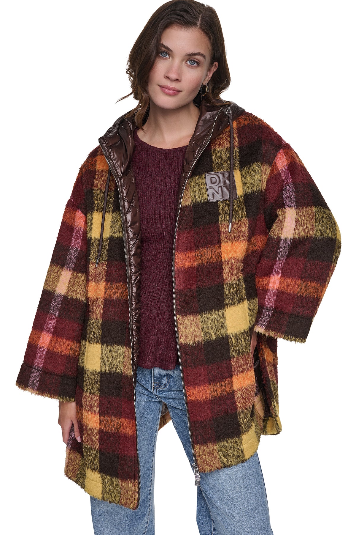 PLAID HOODED CAPE COAT VIEW 2