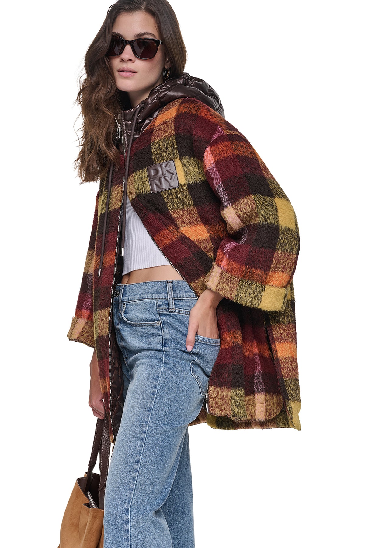 PLAID HOODED CAPE COAT VIEW 2