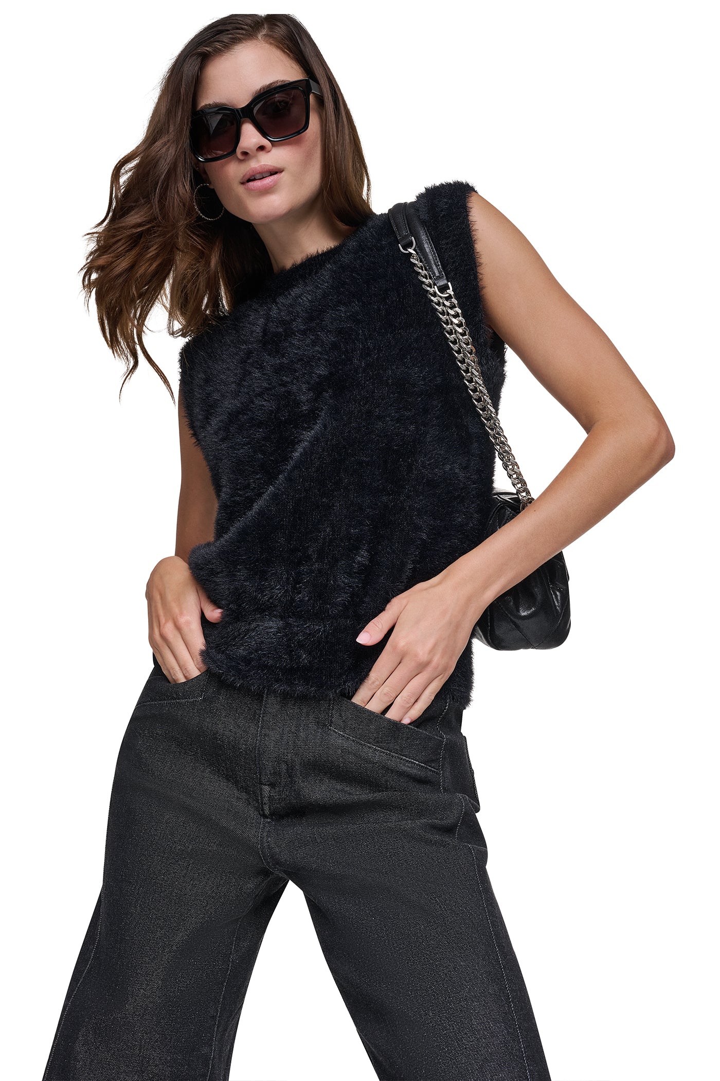 SLEEVLESS BRUSHED SWEATER VEST VIEW 1