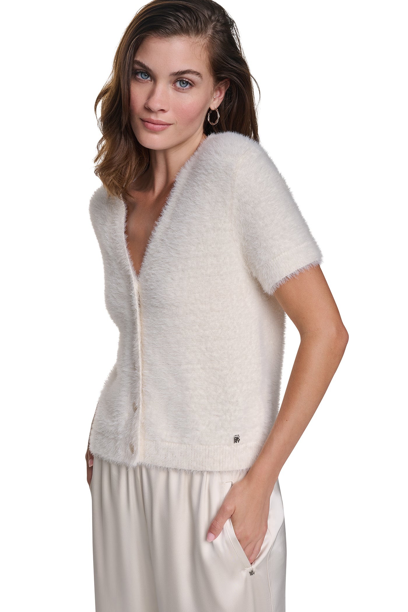BRUSHED V-NECK CARDIGAN VIEW 2