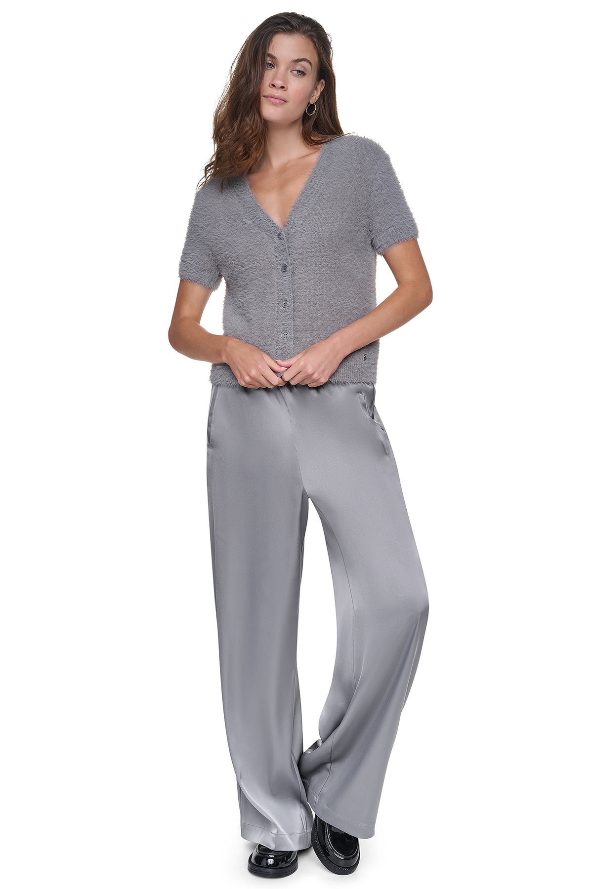 BRUSHED V-NECK CARDIGAN VIEW 2