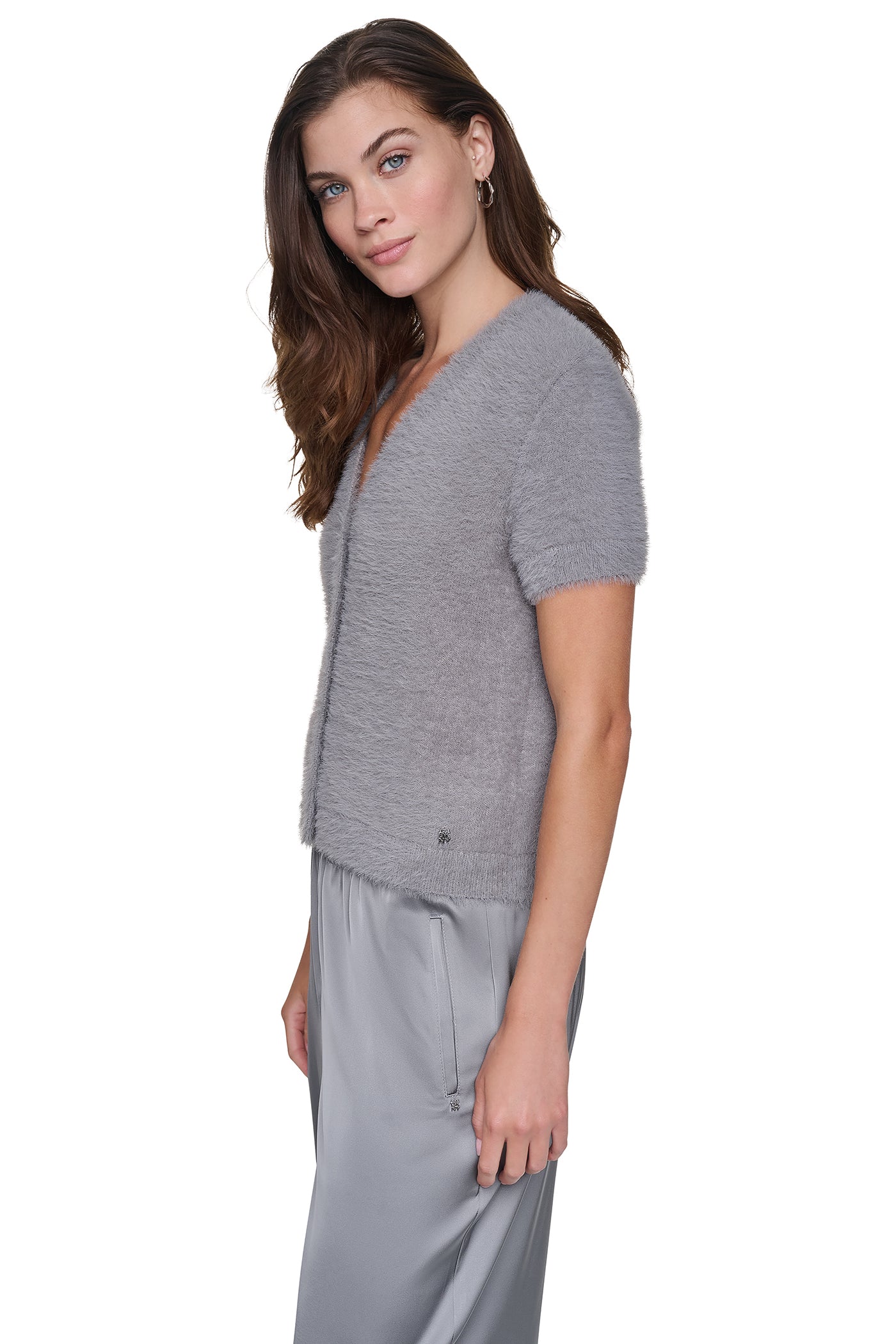 BRUSHED V-NECK CARDIGAN VIEW 2