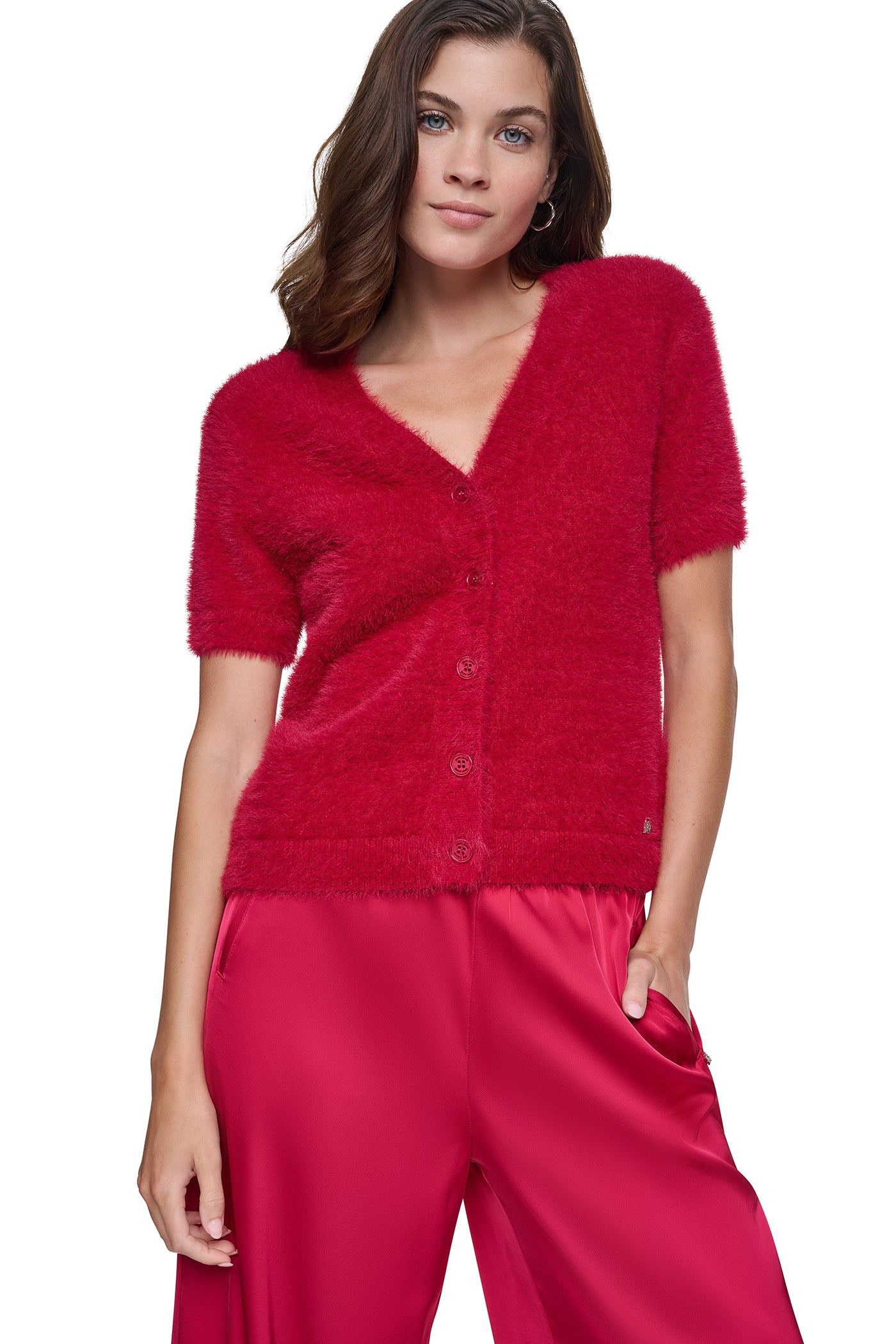 BRUSHED V-NECK CARDIGAN VIEW 2