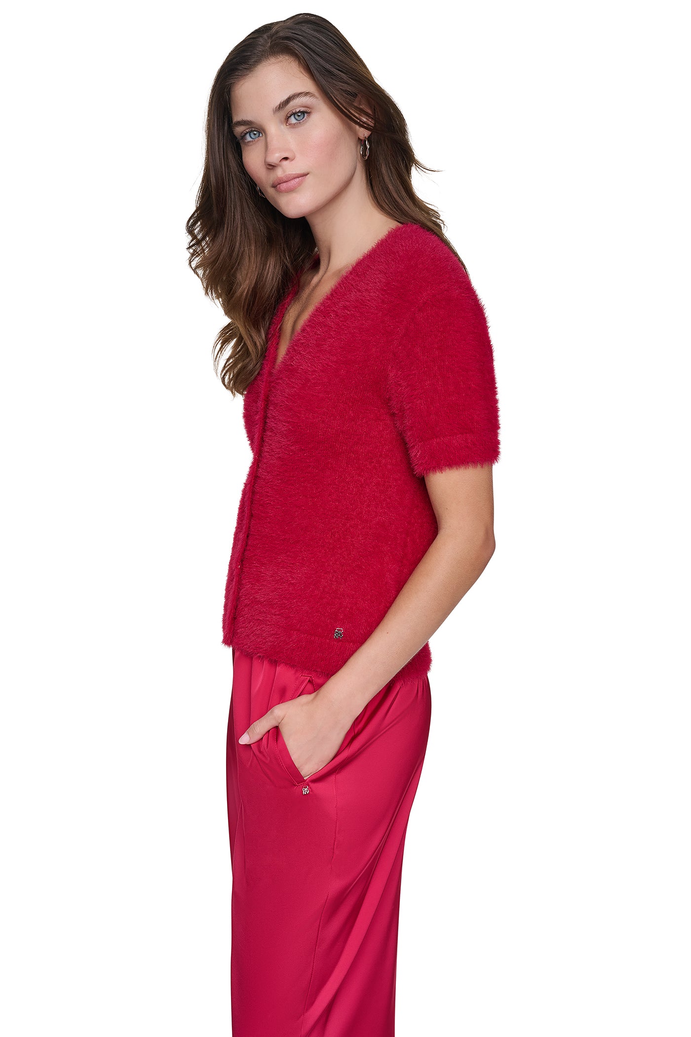 BRUSHED V-NECK CARDIGAN VIEW 2