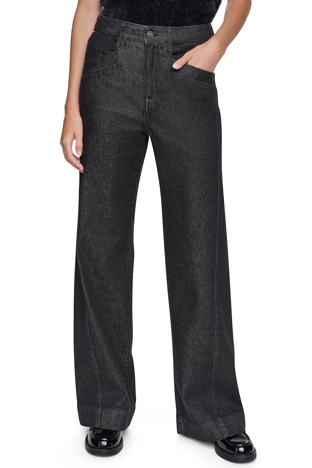 HIGH-RISE FORWARD SEAM WIDE LEG View 2 | DKNY Promo